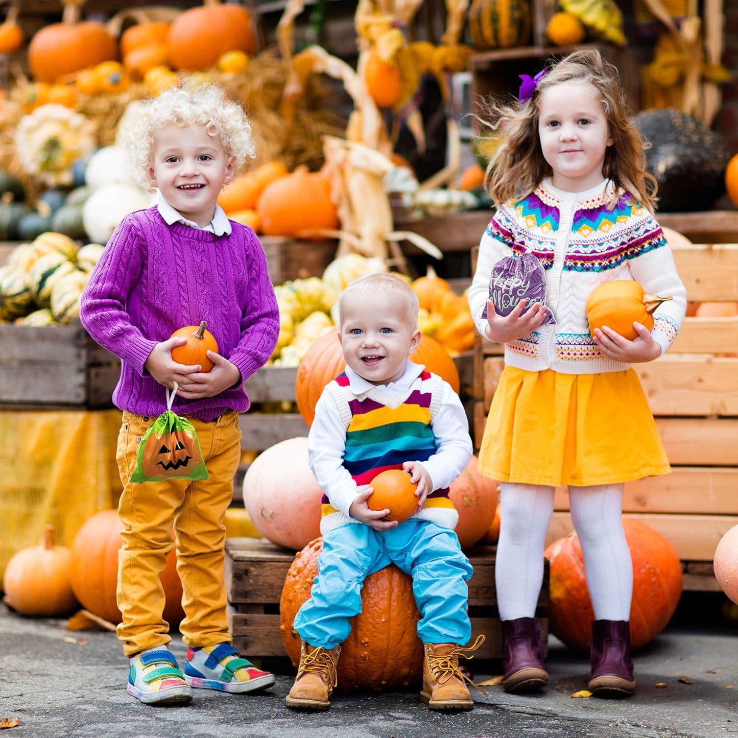 72 Pack Halloween Bags - Goodie, Candy, Treat, Goody, Party Favors & Trick or Treat Bags for Parties