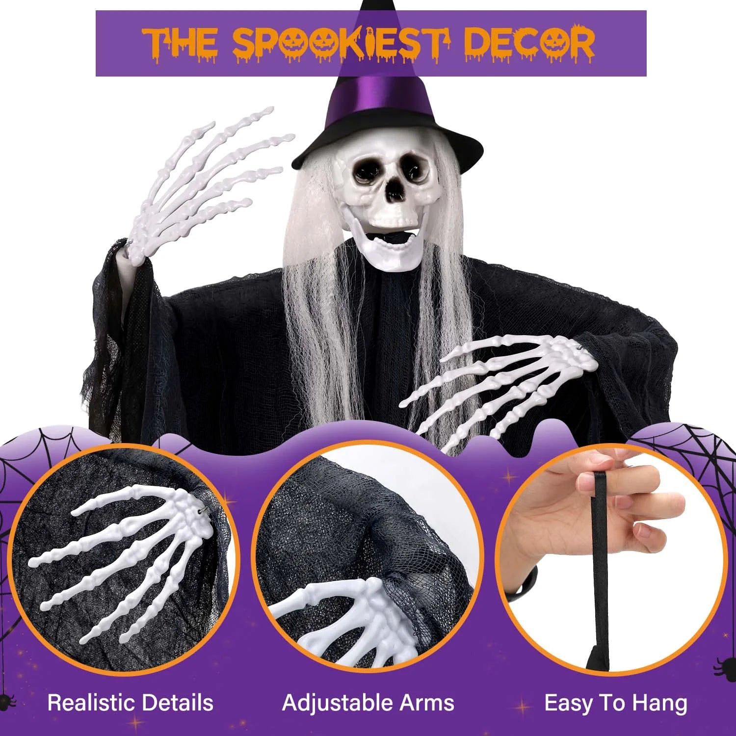 3Pcs Halloween Hanging Skeleton Ghosts Decorations Halloween Decorations Outdoor Indoor Scary Halloween Decor