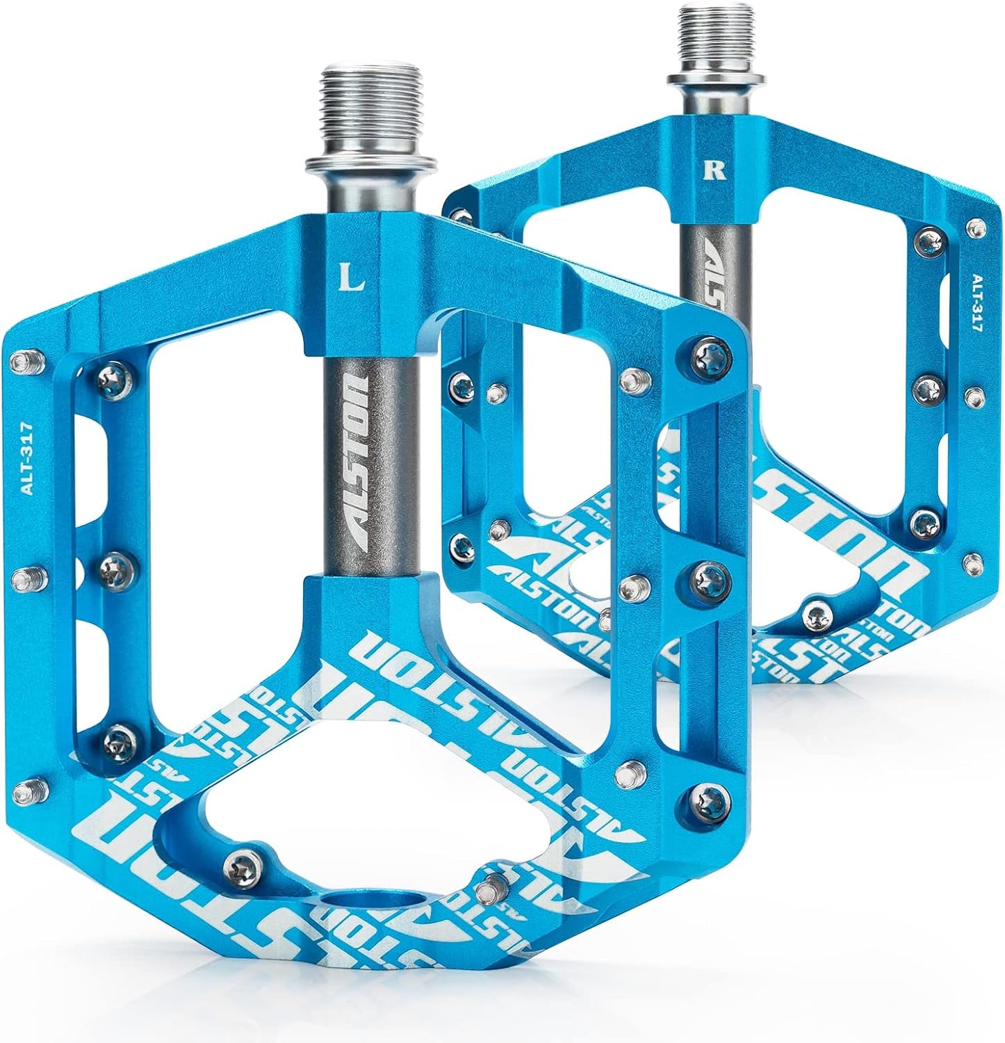 Non-Slip Mountain Bike Pedals,Ultra Strong Colorful Cr-Mo CNC Machined 9/16" 3 Sealed Bearings for Road BMX MTB Fixie Bikes