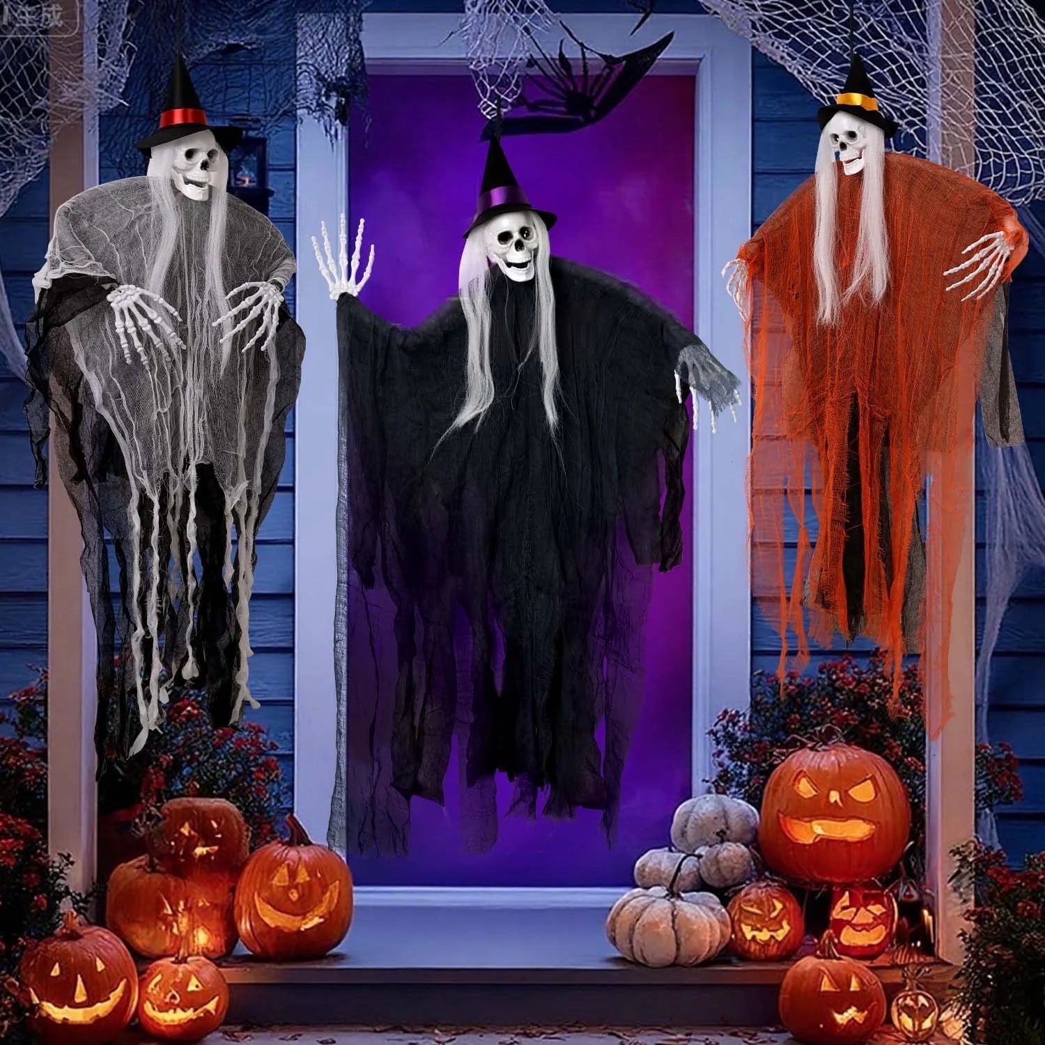 3Pcs Halloween Hanging Skeleton Ghosts Decorations Halloween Decorations Outdoor Indoor Scary Halloween Decor