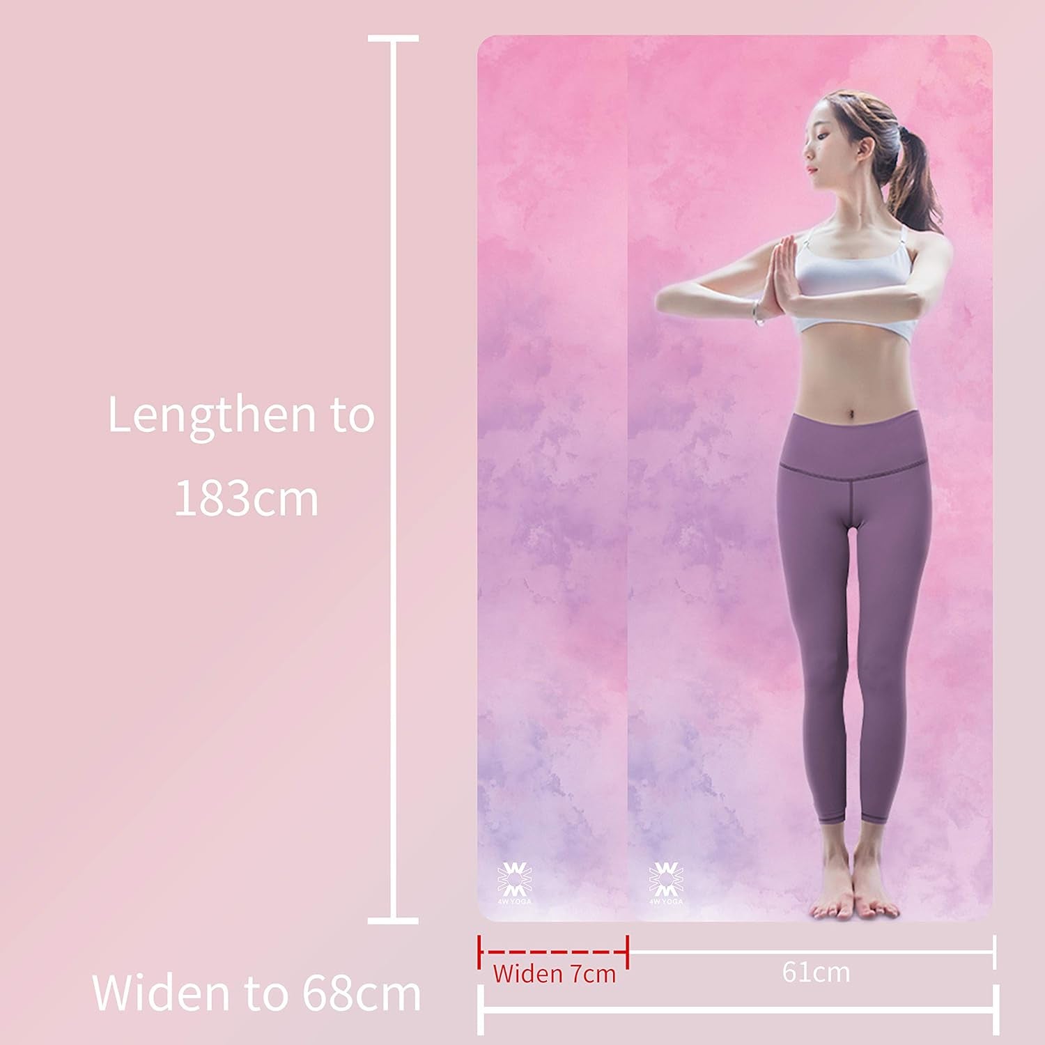 Printed Yoga Mat Non Slip Eco Friendly 72 X 27 Inch,Thick 1/4Inch Fitness Exercise Mat for Pilates,Gym Home or Workout Mat with Carrying Strap 6Mm