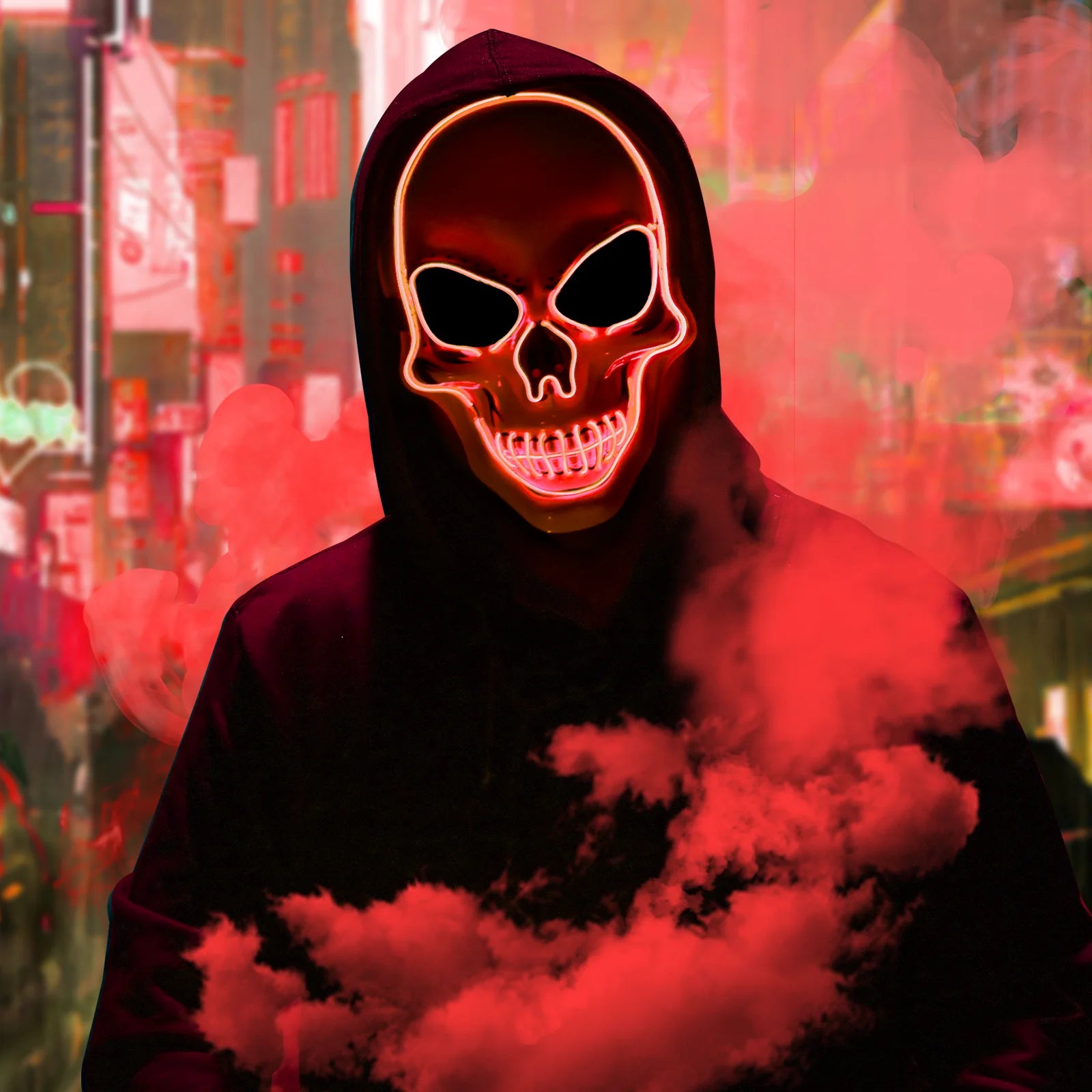 Halloween Mask LED Light up Glow Gloves Perfect for Festival Cosplay Halloween Costume Parties Men and Women(Red)