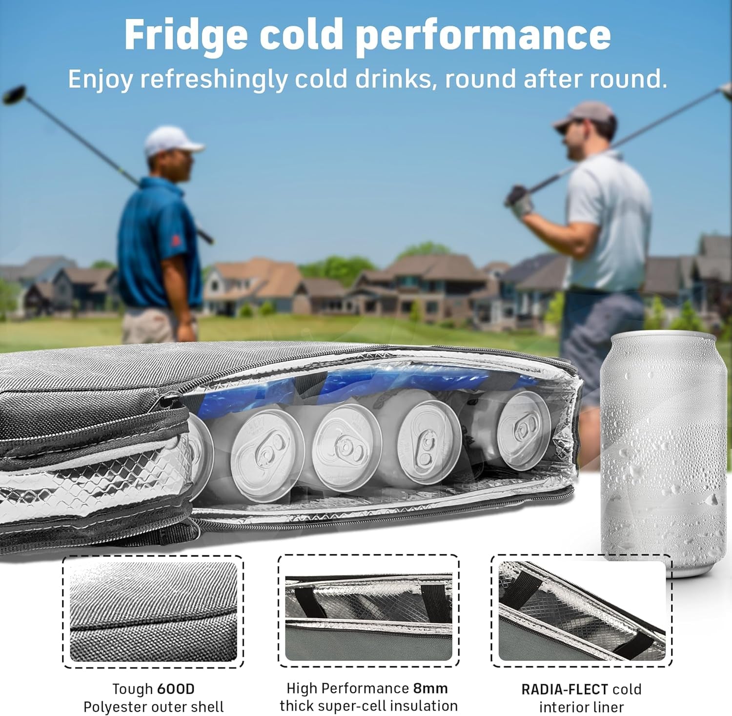 Frostbox Golf Bag Cooler with Ice Pack | Insulated 6-Can Beer Sleeve | Stays Cold for Hours Discreet Hidden Design - Fits in Golf Bag