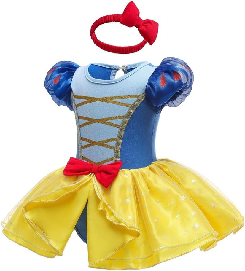 Infant Baby Girl Princess Dress Costume Romper Tulle Tutu Fancy Birthday Halloween Bodysuit Outfit with Headband