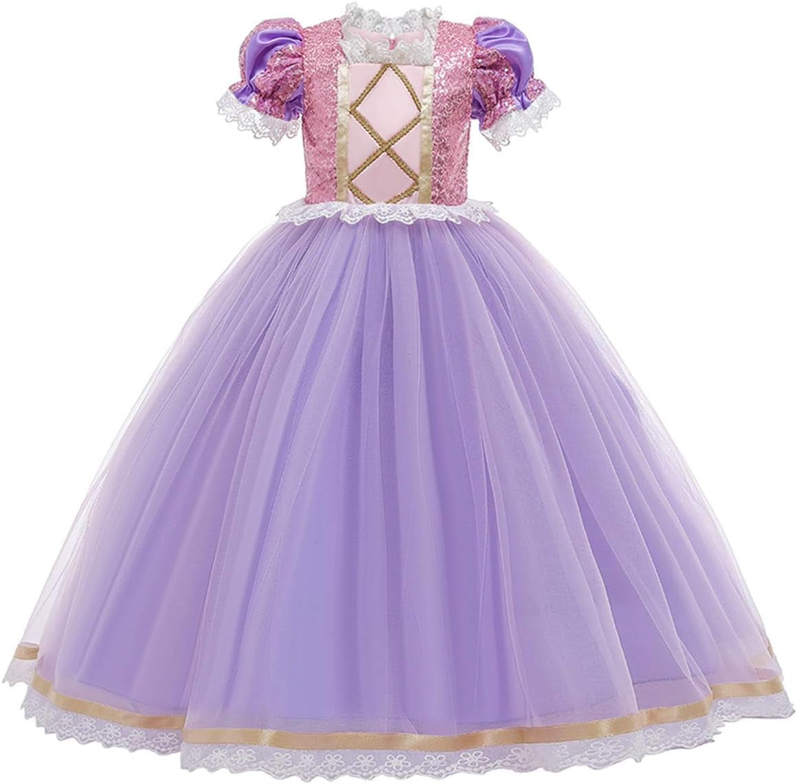 Girls Sofia Princess Birthday Dress Rapunzel Halloween Costume Pageant Christmas Evening Party Gown W/Accessories