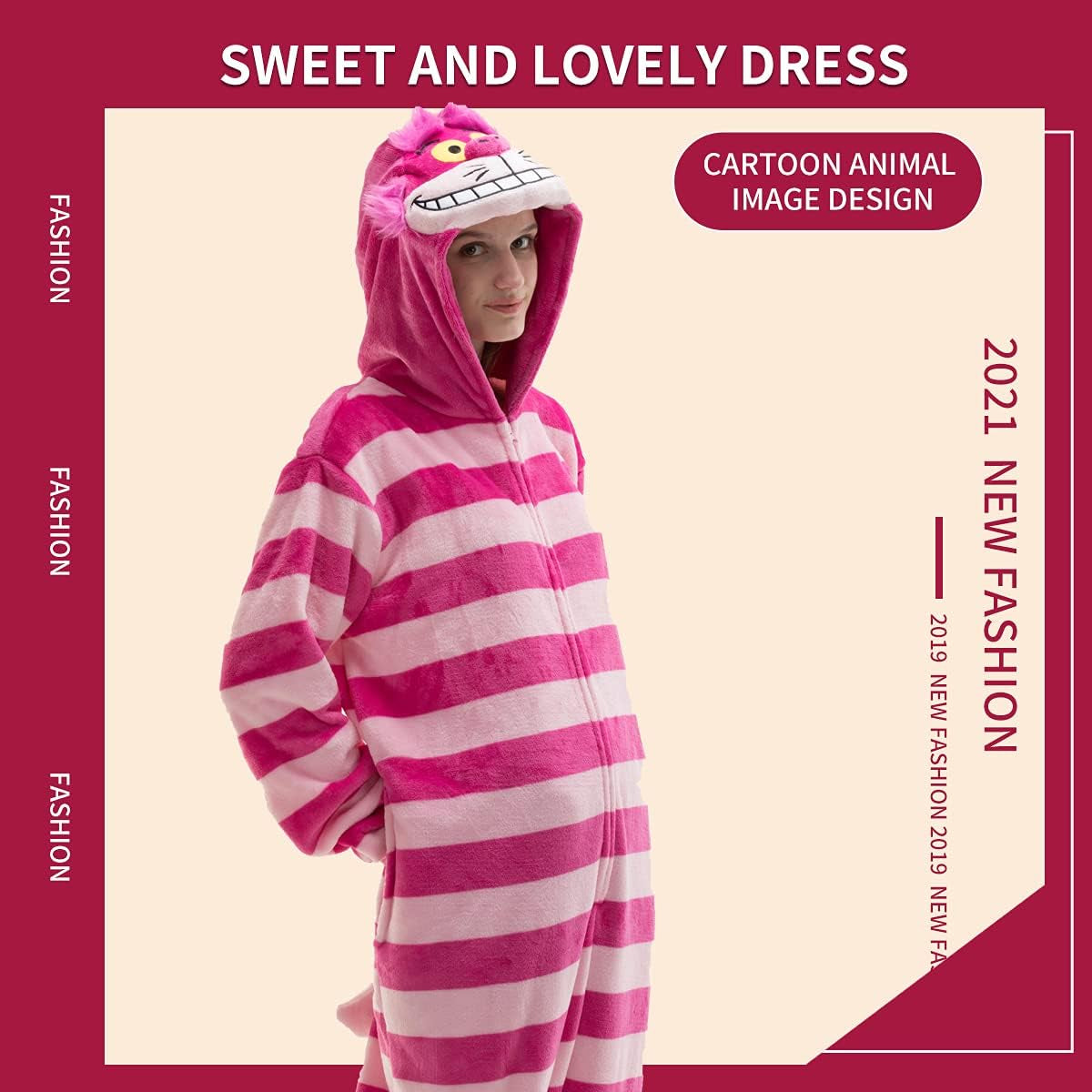 Snug Fit Unisex Adult Onesie Pajamas, Flannel Cosplay Animal One Piece Halloween Costume Sleepwear Homewear