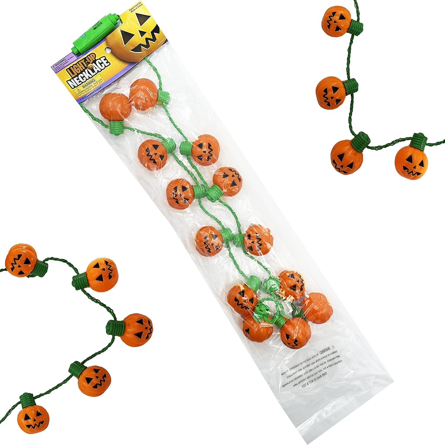 Halloween Necklace Light-Up Colorful Necklace, Costume Accessory, Spooky Party Favor, 25" Necklace