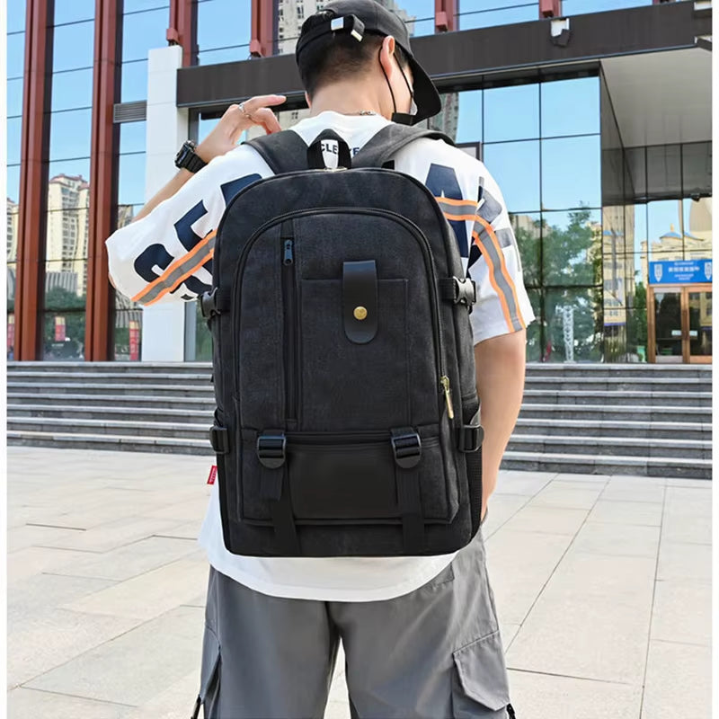 15 Inches Casual Camping Male Backpack Laptop Backpack Hiking Large Capacity Men Travel Backpack Canvas Fashion Youth Sport Bags