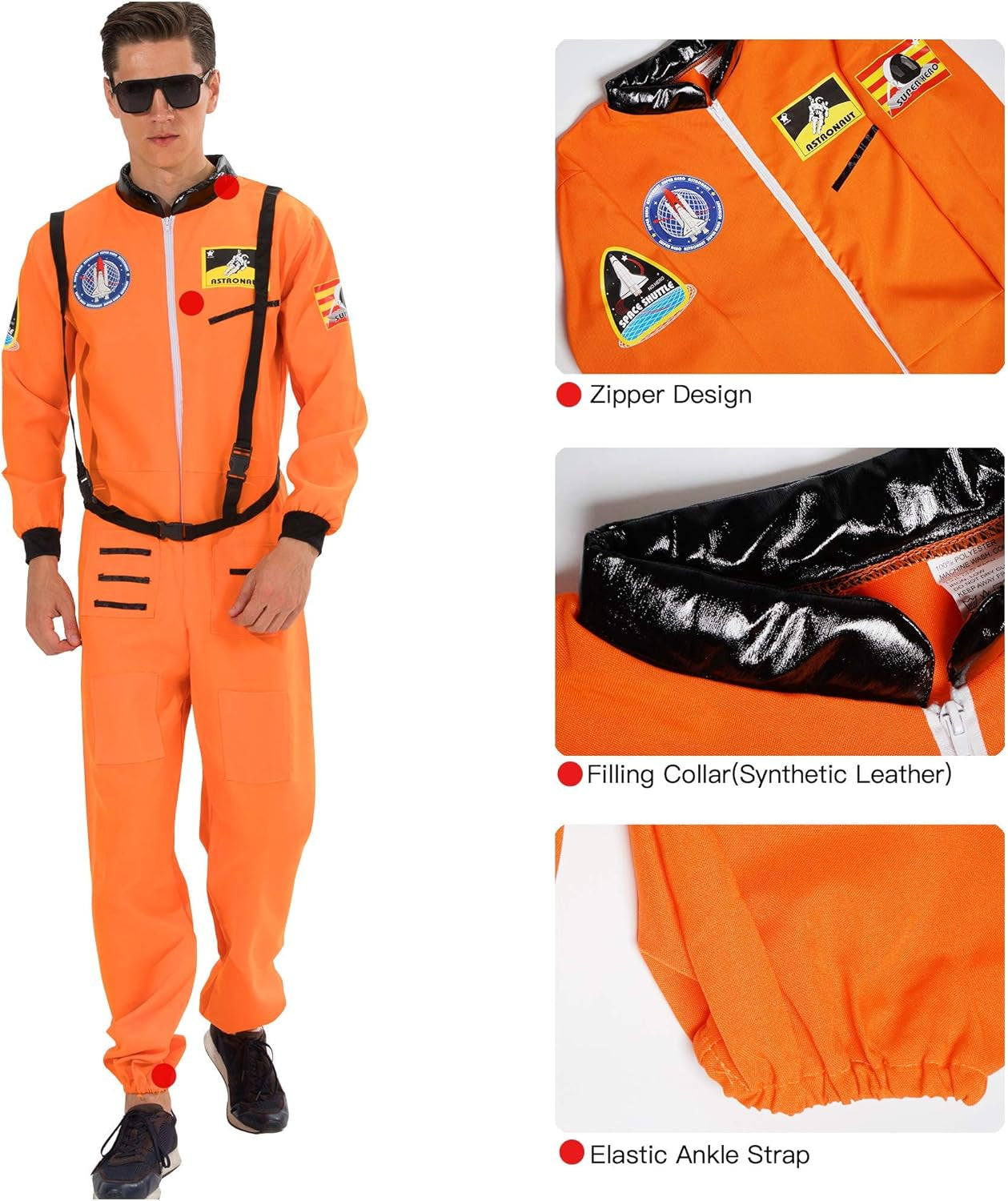 Astronaut Costume Men Halloween Spaceman Suit Adults Pilot