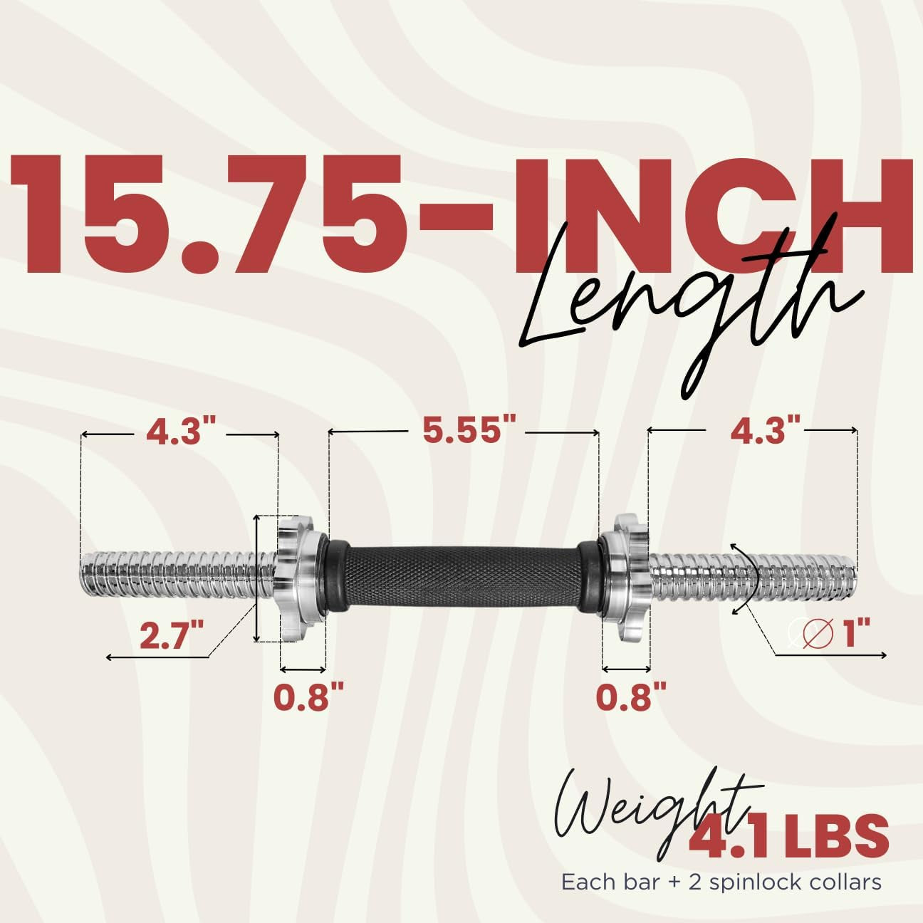 Standard Dumbbell Handles, 1 Inch Dumbbell Handles, Adjustable Dumbbells Handles 1 Inch Pair Fit Weight Plate 1 Inch - Multiple Options 14 to 24 Inch