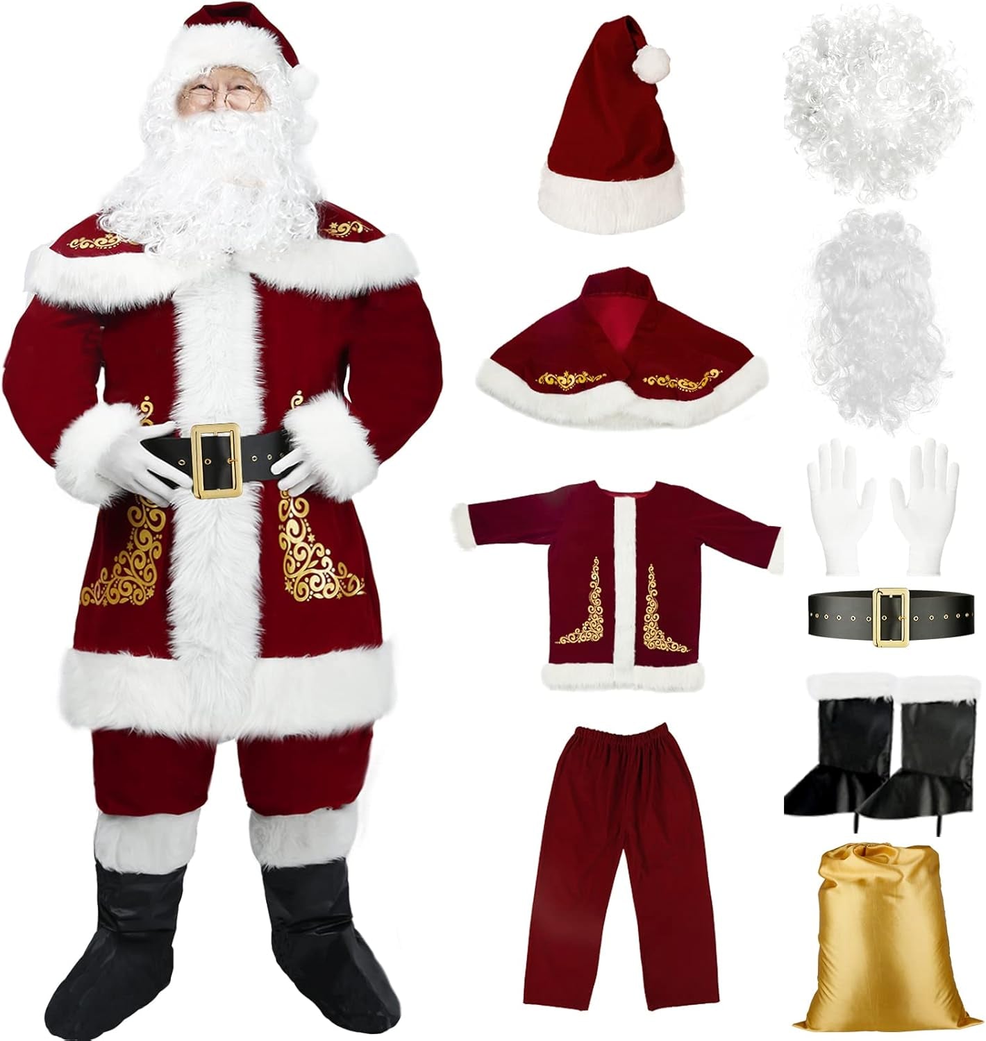Santa Claus Costume for Men Santa Suit Adults Deluxe Santa Costume Christmas Santa Outfit