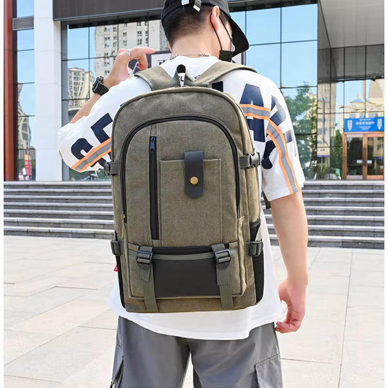 15 Inches Casual Camping Male Backpack Laptop Backpack Hiking Large Capacity Men Travel Backpack Canvas Fashion Youth Sport Bags