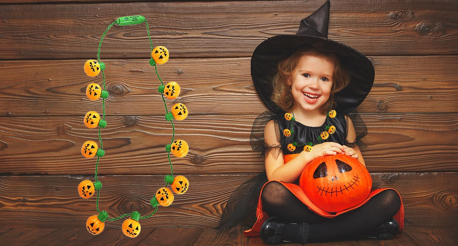 Halloween Necklace Light-Up Colorful Necklace, Costume Accessory, Spooky Party Favor, 25" Necklace