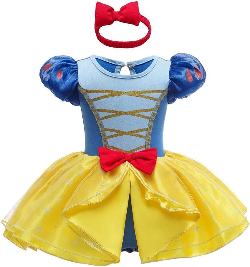 Infant Baby Girl Princess Dress Costume Romper Tulle Tutu Fancy Birthday Halloween Bodysuit Outfit with Headband