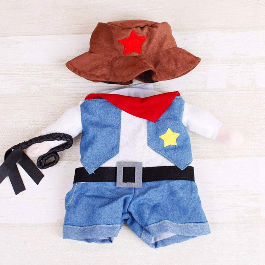 Pet Dog Cat Halloween Costumes, Cowboy Jacket and Hat, Super Cute Costumes for Small Dogs & Cats Cosplay, M