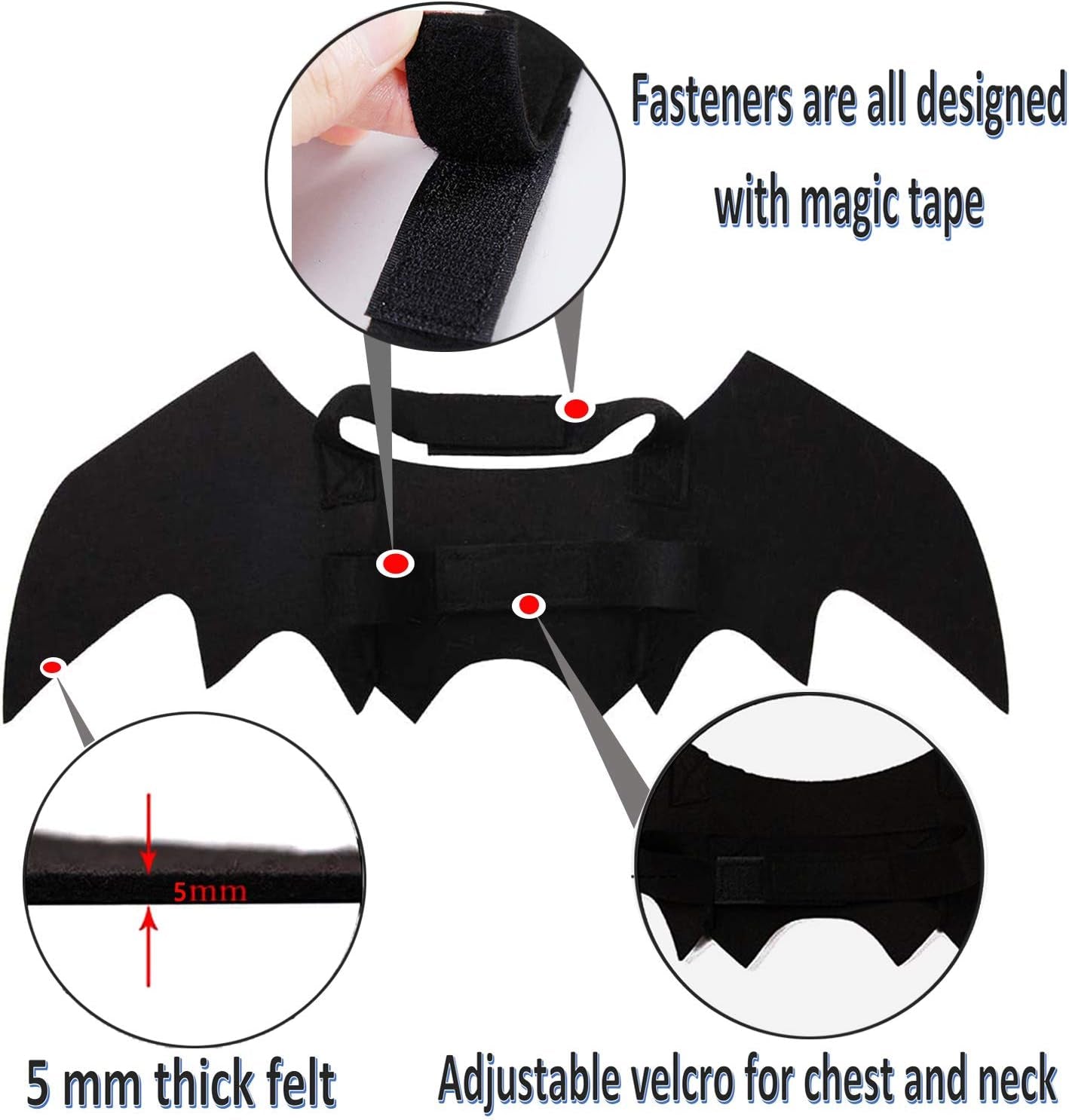 Halloween Costumes - Bat Wings for Small, Medium & Large Dogs & Cats, Funny Pet Apparel, Cosplay Clothes, Cool Dog Outfits (L)