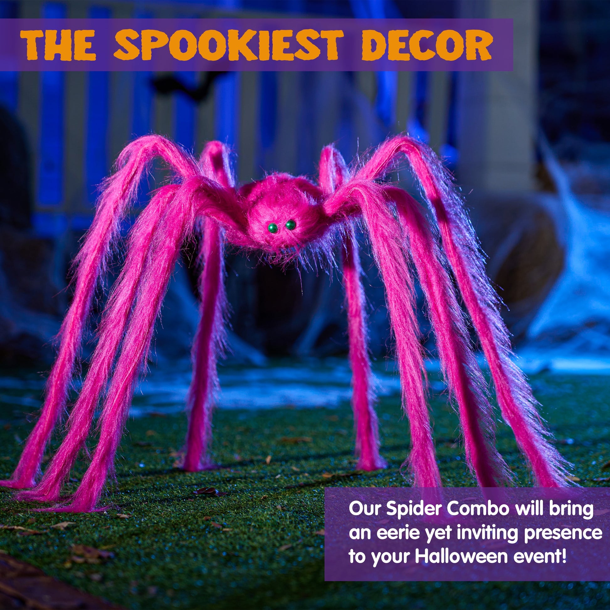 5 Ft Giant Spider Halloween Decorations,Scary Spider Halloween Outdoor Party Decorations Props Halloween Yard Decorations,Pink