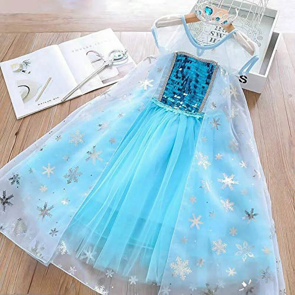 Princess Dress Halloween Costumes Party Dress up for Kids,Little Gilrs 7/8
