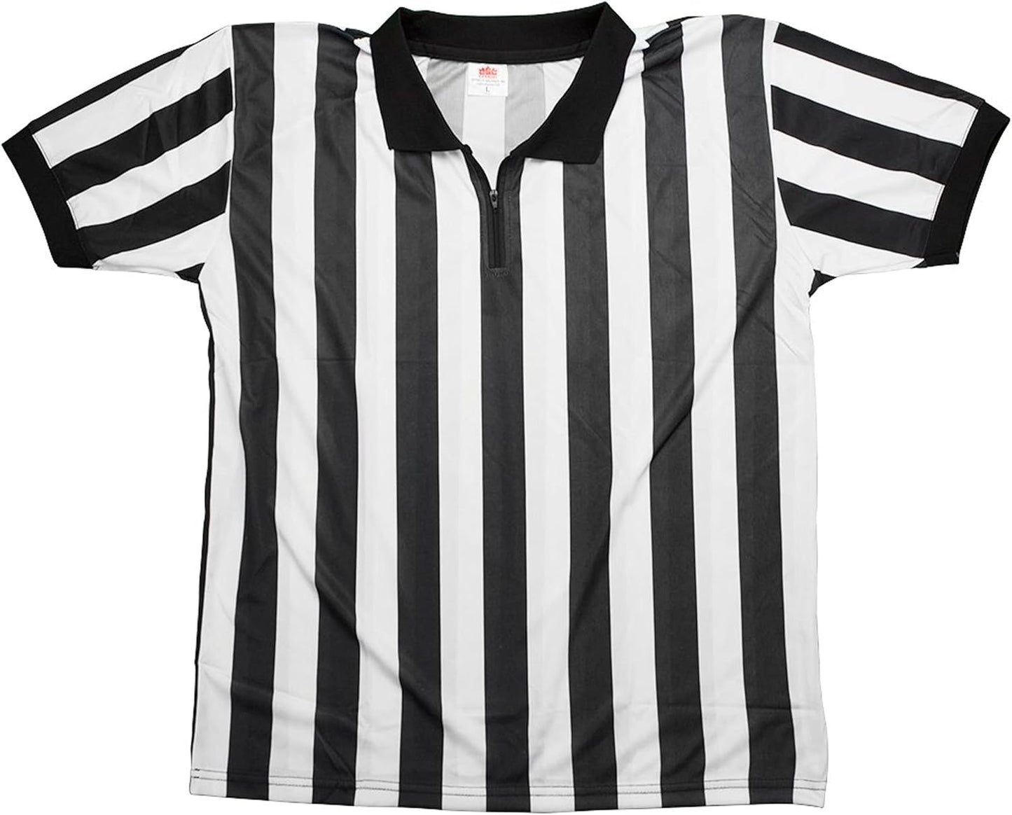 Referee Necessities Men'S Bundle - Black & White Striped Official Jersey, Umpire Hat, & Stainless Steel Ref Pea Whistle with Lanyard - Pro/Amateur Team Sports Costume Apparel Kit for Men