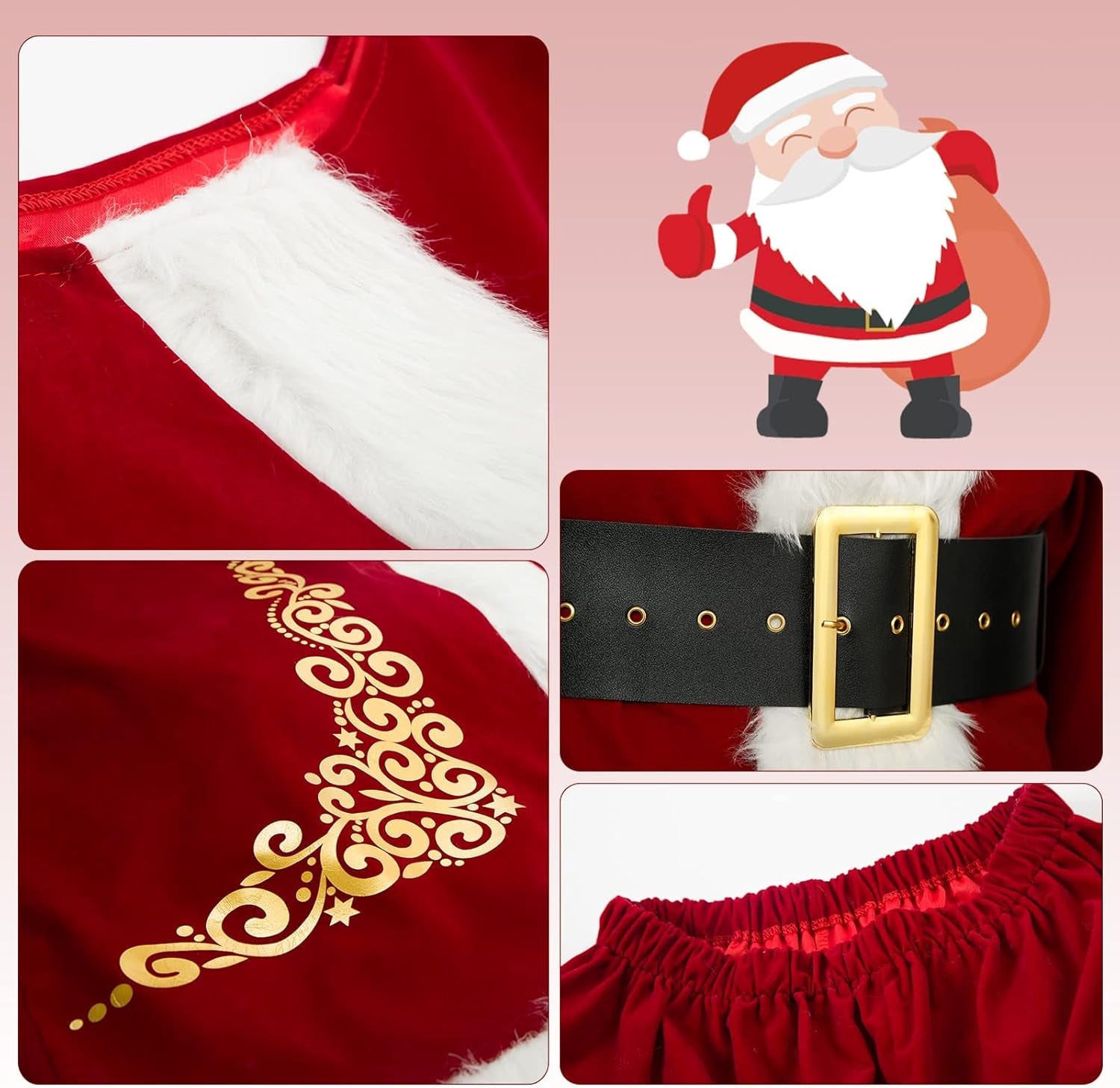Santa Claus Costume for Men Santa Suit Adults Deluxe Santa Costume Christmas Santa Outfit