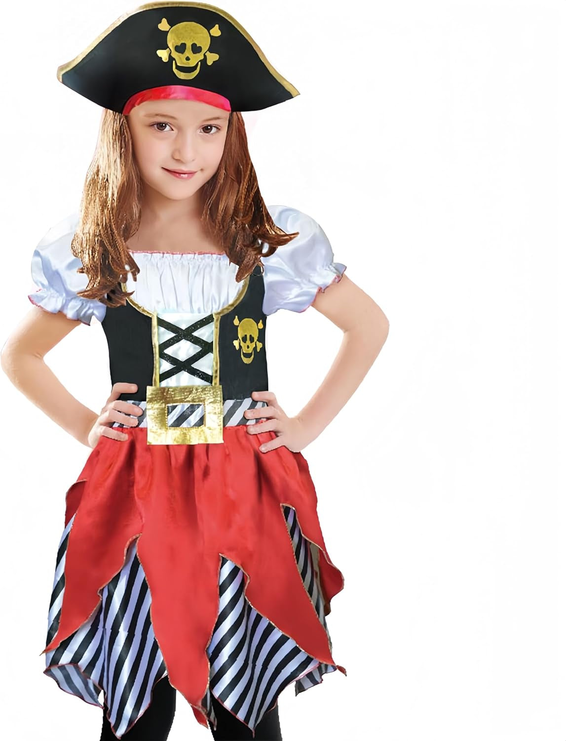 Girls Deluxe Pirate Costume,Buccaneer Princess Dress for Kids
