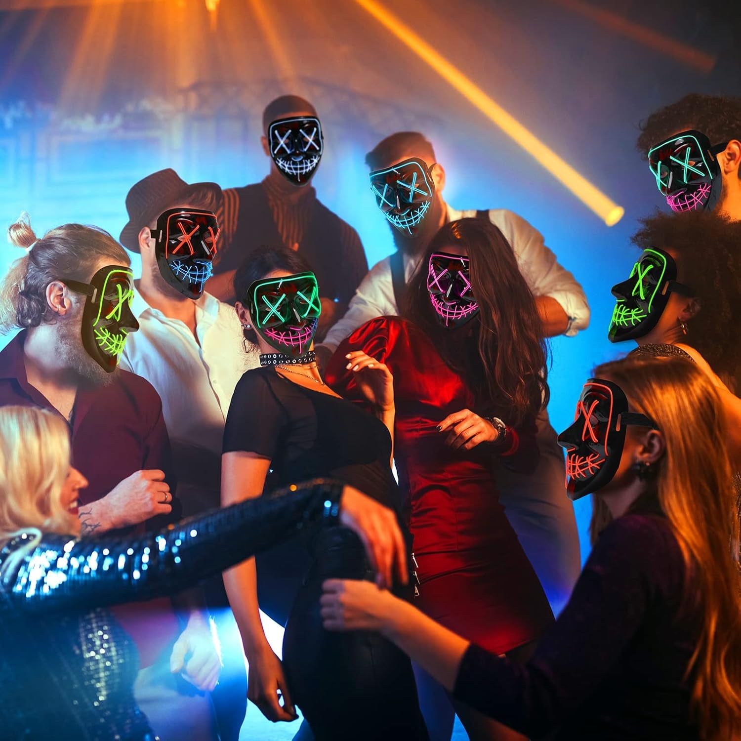 Creepy LED Halloween Mask - Voice-Activated Flashing Lights, 5 Modes, Glow-In-Dark Scary Mask for Parties & Haunted Events