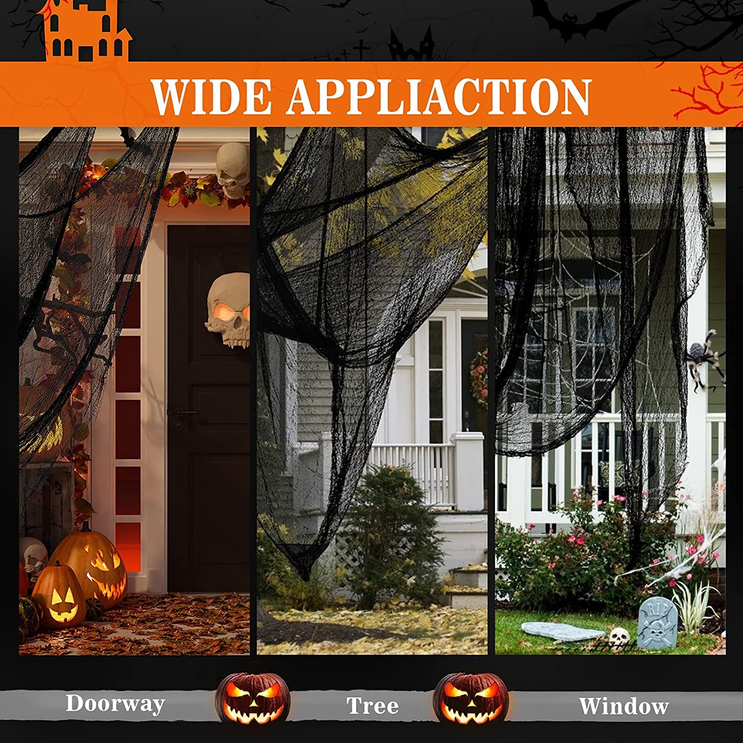 Halloween Creepy Cloth Black 80×160Inch - Halloween Decorations Clearance - Creepy Spooky Halloween Decorations Outdoor Indoor…