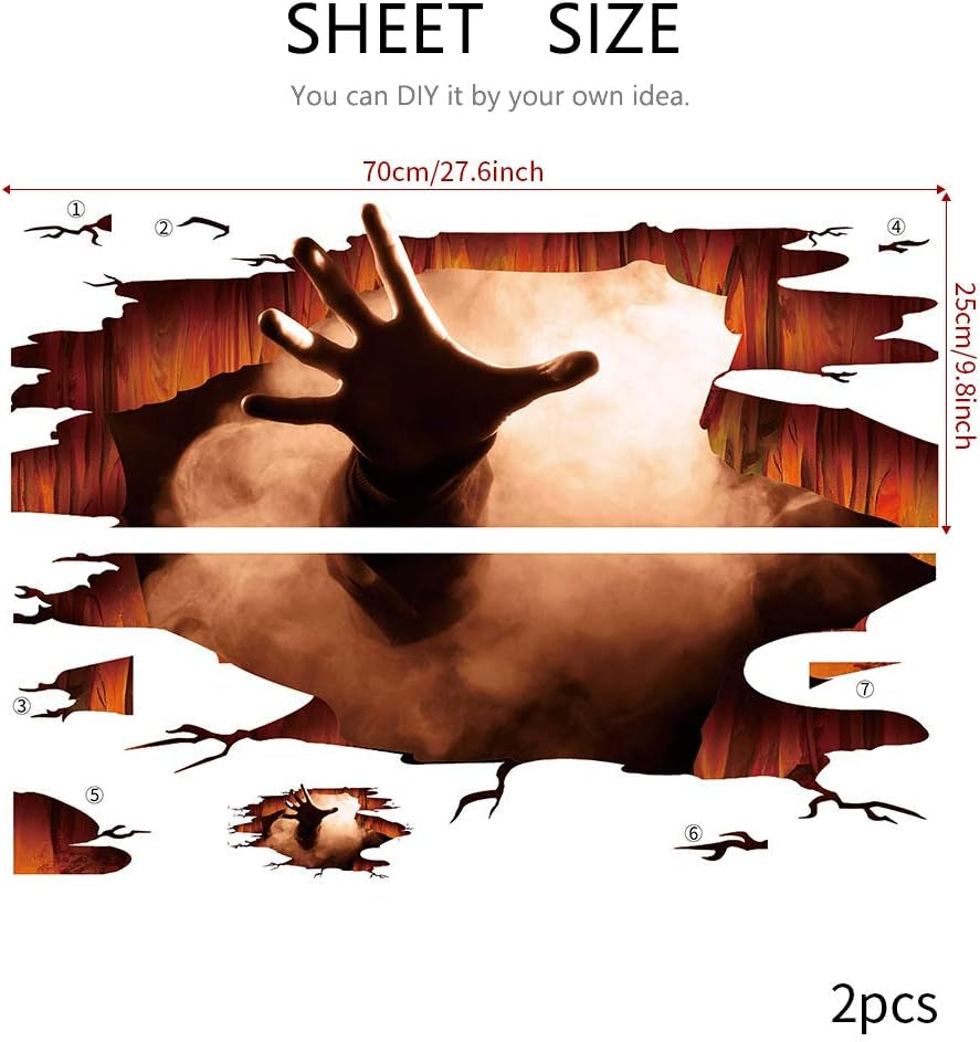 3D Halloween Wall Stickers Removable, Halloween Wall Decals (H31)