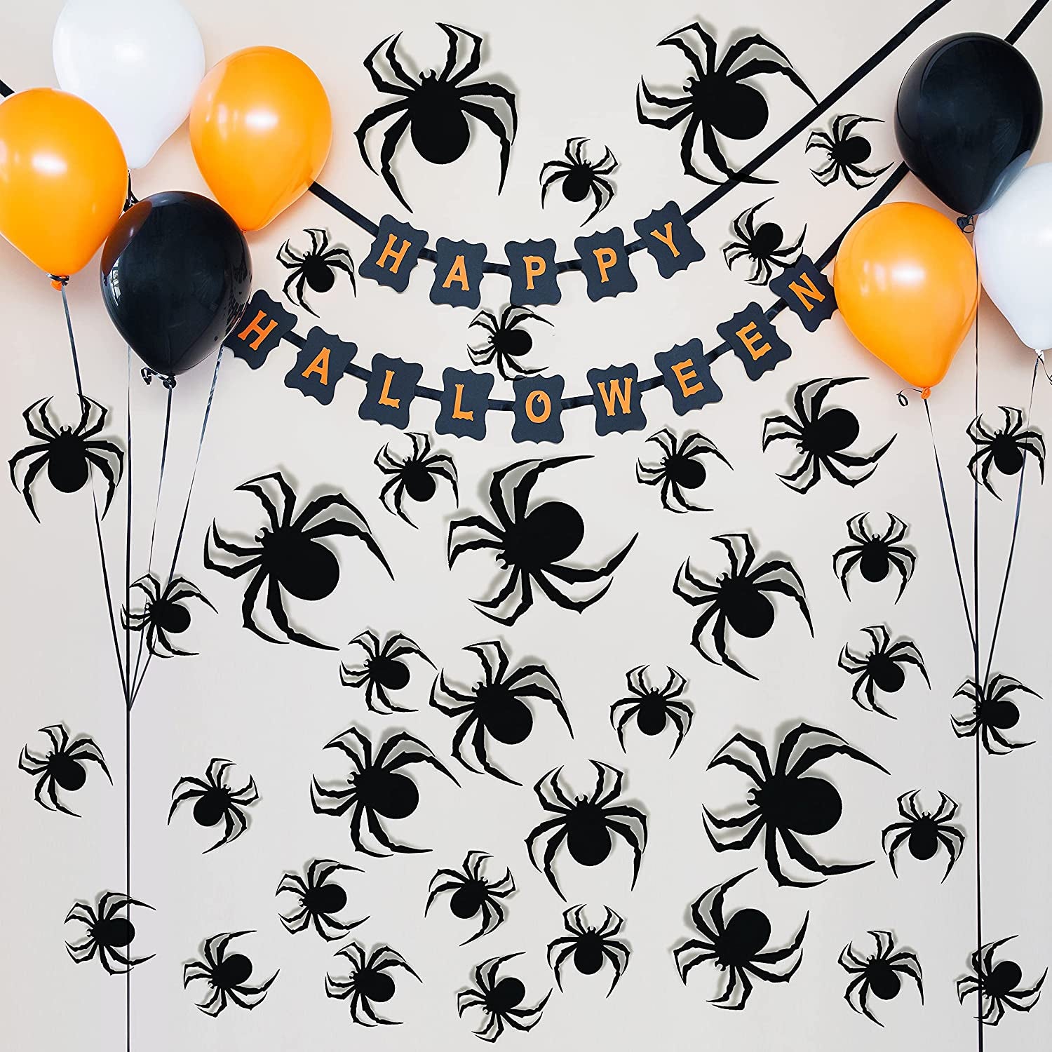 60 PCS Halloween Wall Decorations DIY Party Supplies 3D Plastic Spider Decoration Stickers, Indoor Outdoor Scary Spider Halloween Decor for Home Wall Window