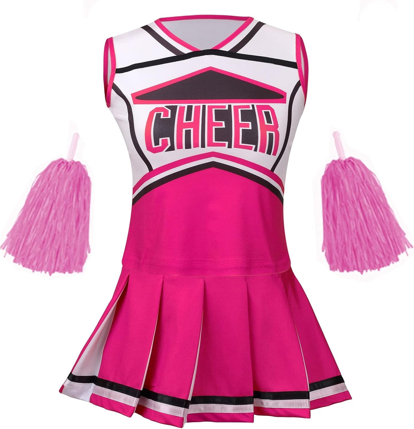 Cheerleader Costume for Girls, Kids Cheerleading Outfit, Child High School Cheer Leader Dress up Halloween Party