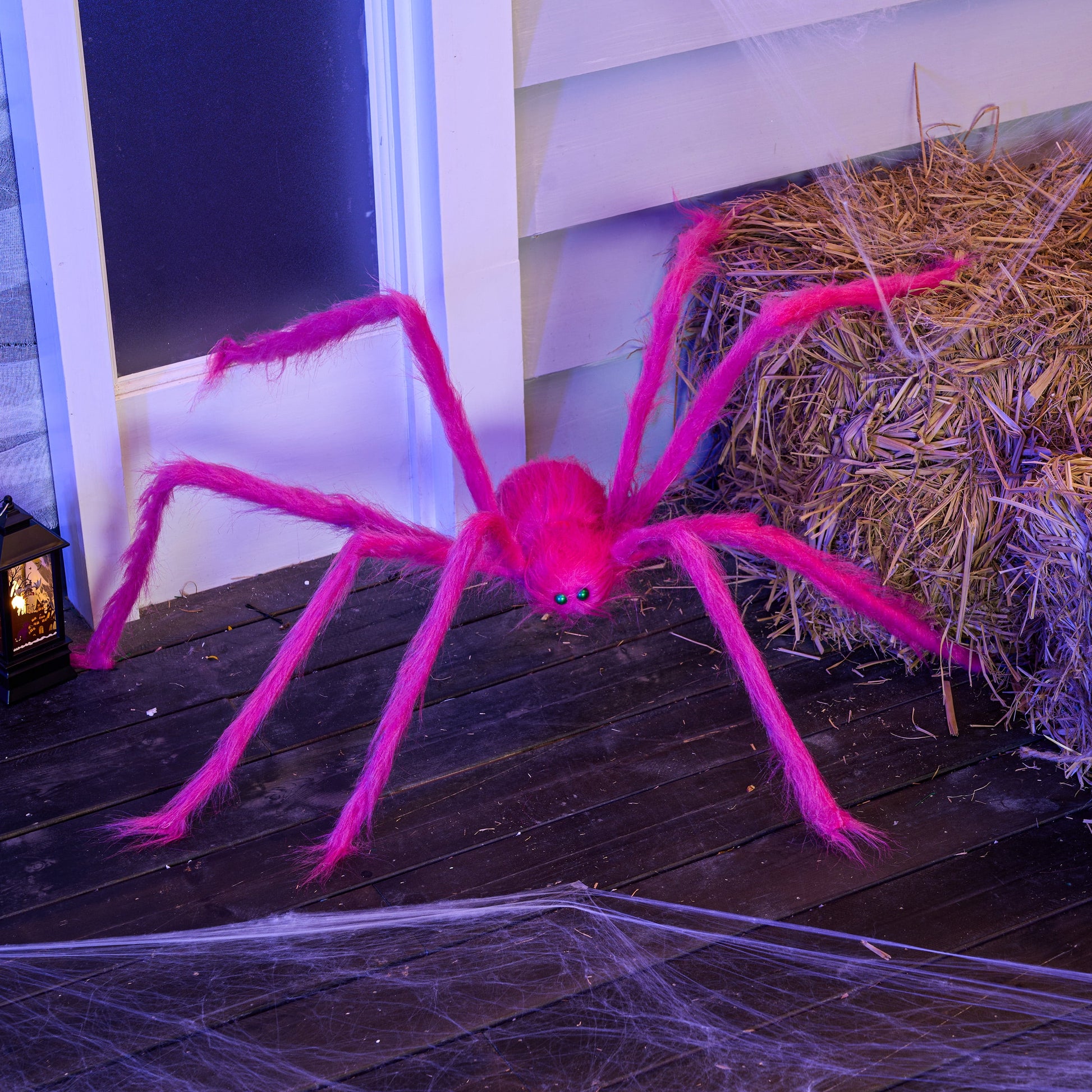 5 Ft Giant Spider Halloween Decorations,Scary Spider Halloween Outdoor Party Decorations Props Halloween Yard Decorations,Pink