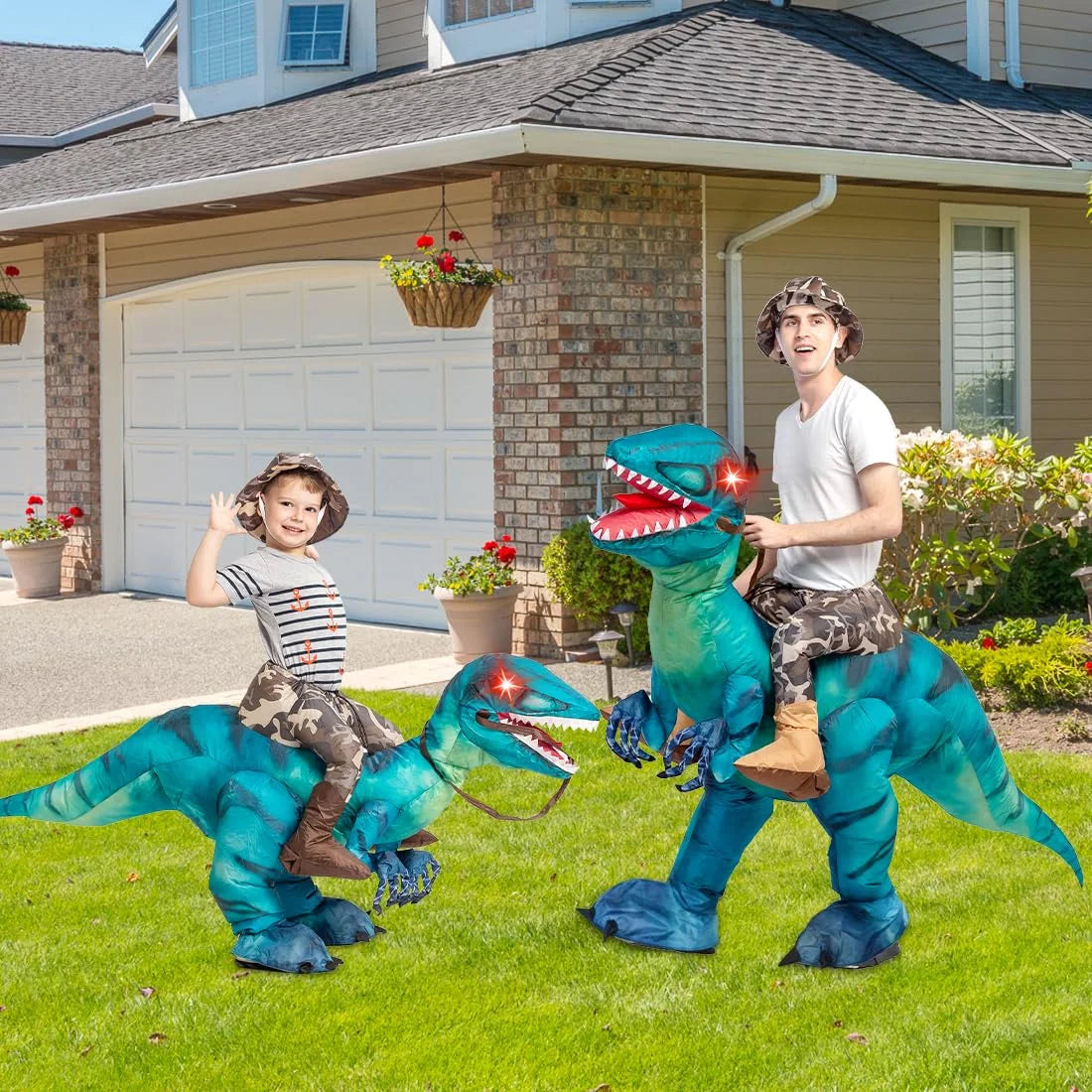 63 Inch Inflatable Dinosaur Costume Adult Dinosaur Costumes, Blow up Dinosaur Costume Adult Size, Funny Halloween Costumes for Adults Men Women Halloween Party Cosplay