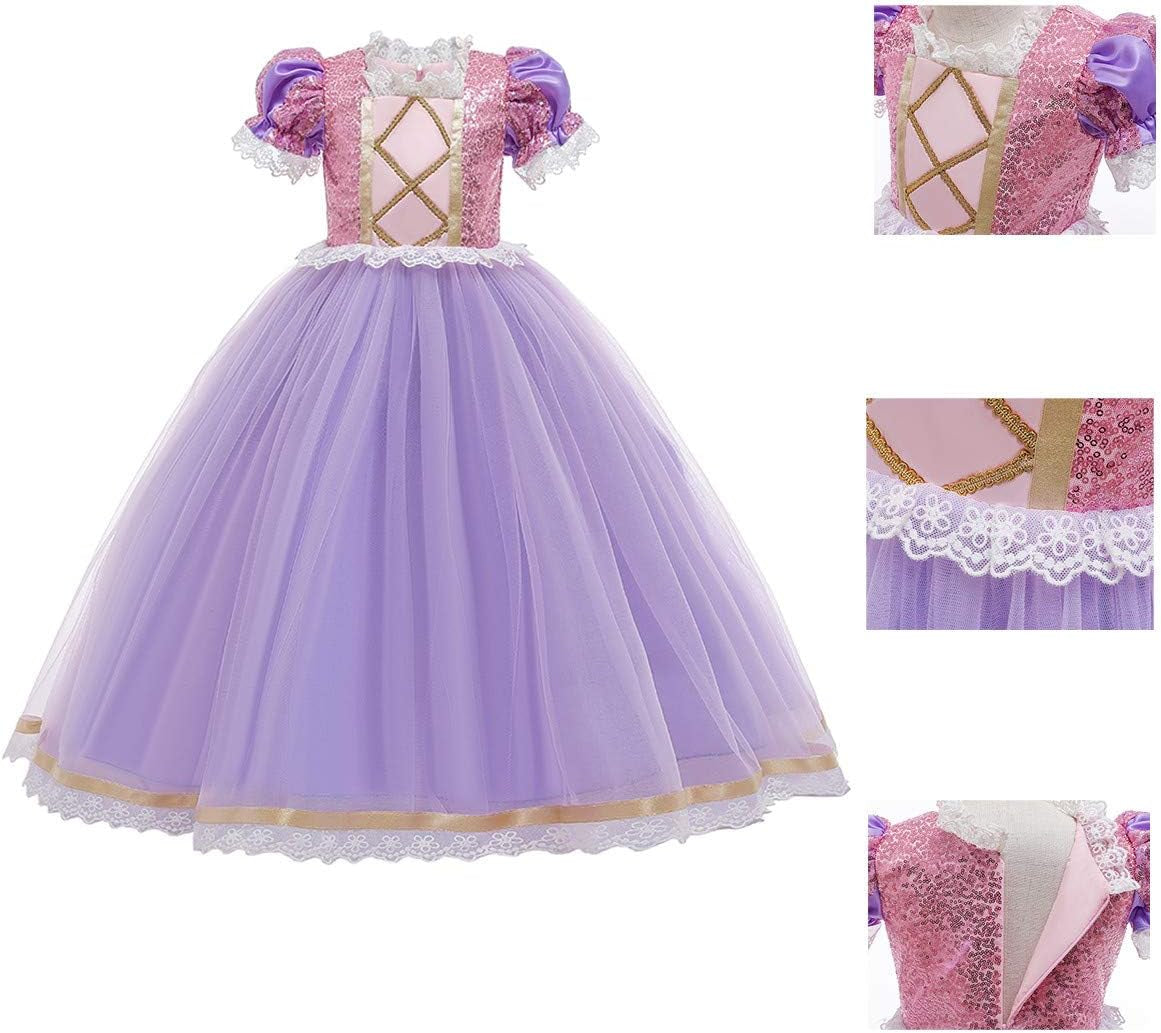 Girls Sofia Princess Birthday Dress Rapunzel Halloween Costume Pageant Christmas Evening Party Gown W/Accessories