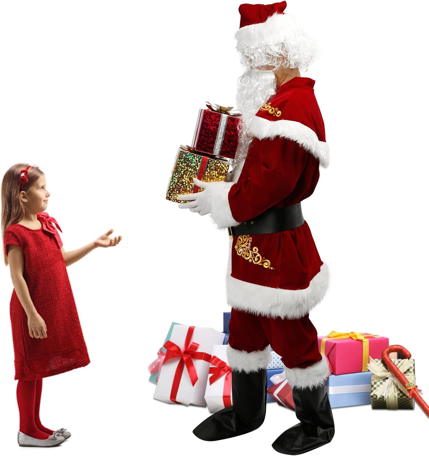 Santa Claus Costume for Men Santa Suit Adults Deluxe Santa Costume Christmas Santa Outfit