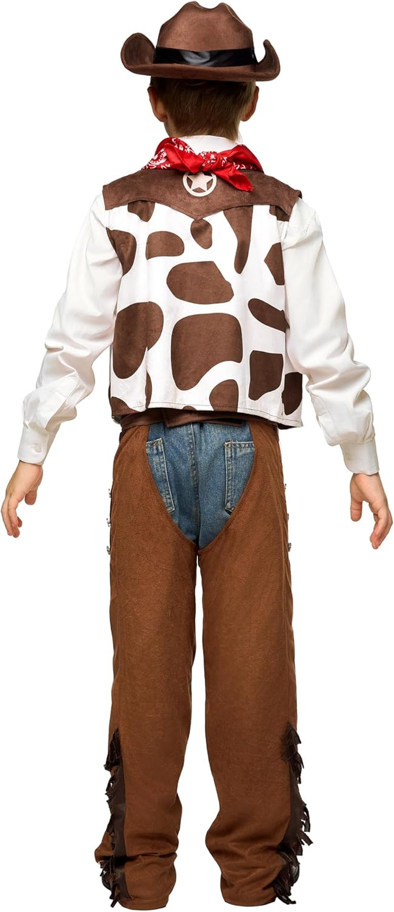 Halloween Cowboy Hat Costume for Boys, Kids White Brown Western Costume, Deluxe Cowboy Outfit Set for Toddler Halloween Roleplay Themed Party (3T, 3-4 Yrs)