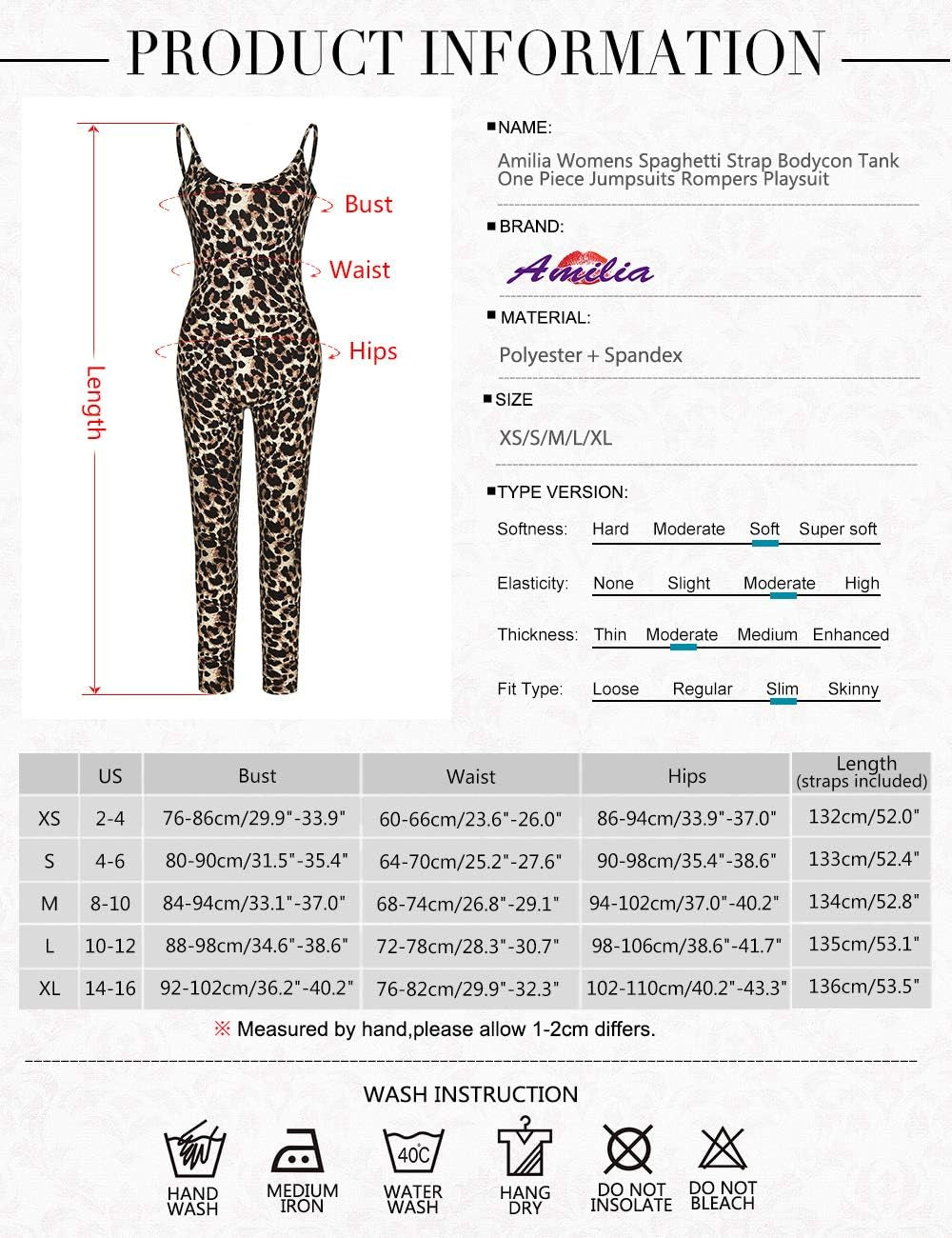 Amilia Womens Spaghetti Strap Bodycon Tank One Piece Jumpsuits Rompers Playsuit