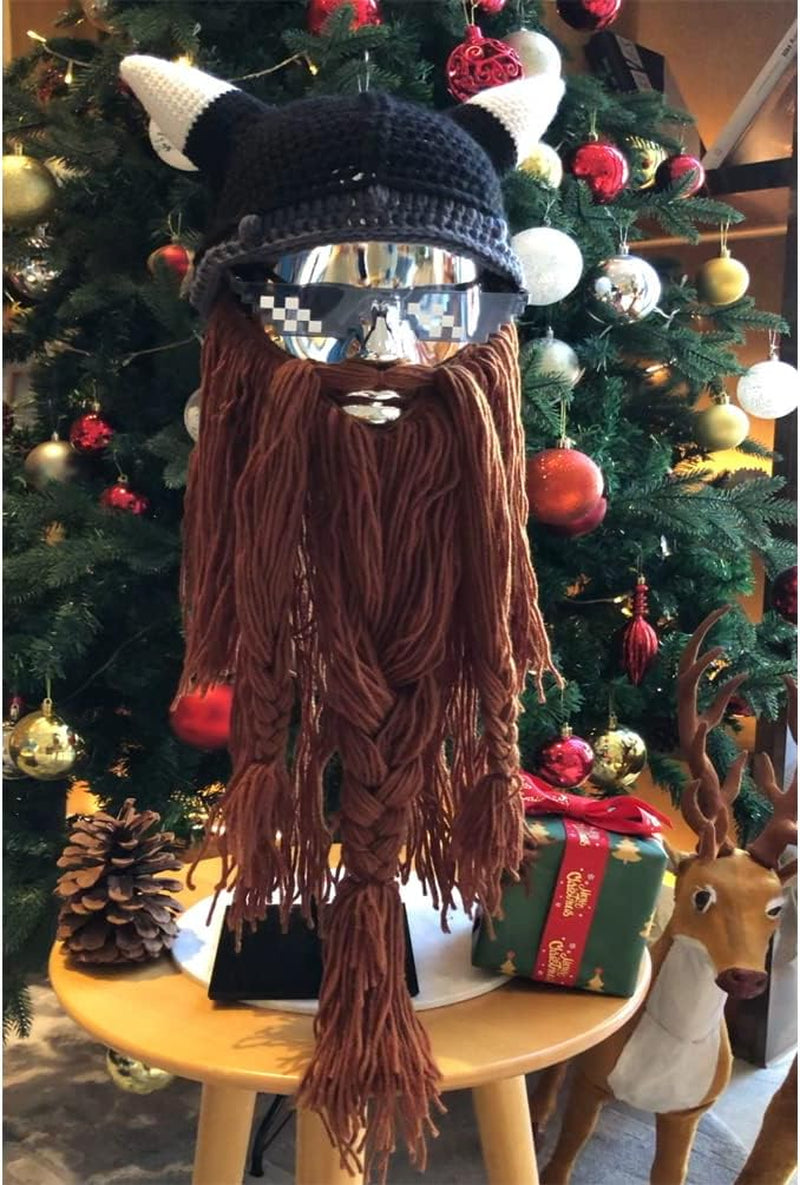Creative Barbarian Knit Beard Hat Funny Knit Cap Wig Beanie Hats Beard Facemask