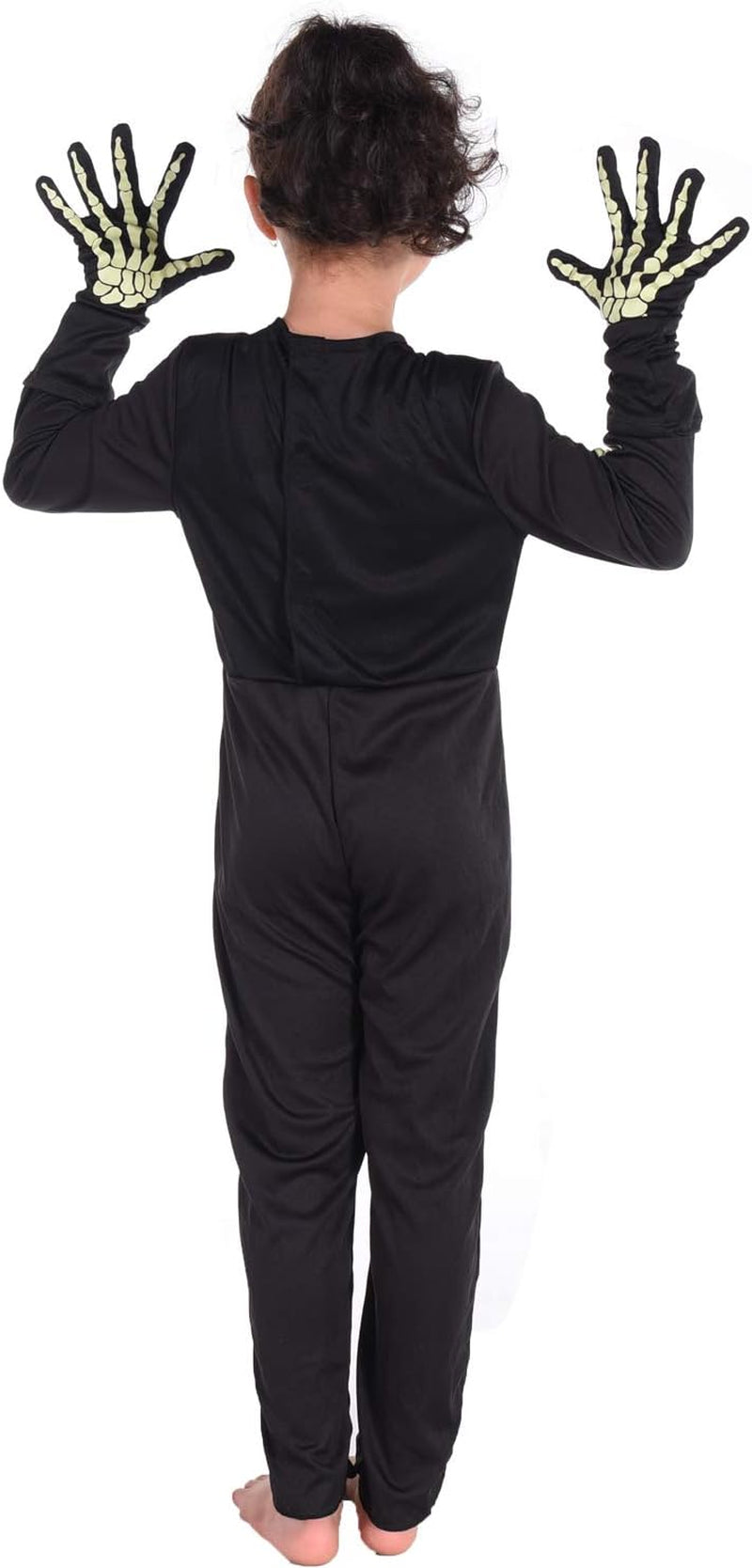 Kids Halloween Skeleton Costumes Glow in the Dark White Bones Stretch Body Suit for Boys Girls