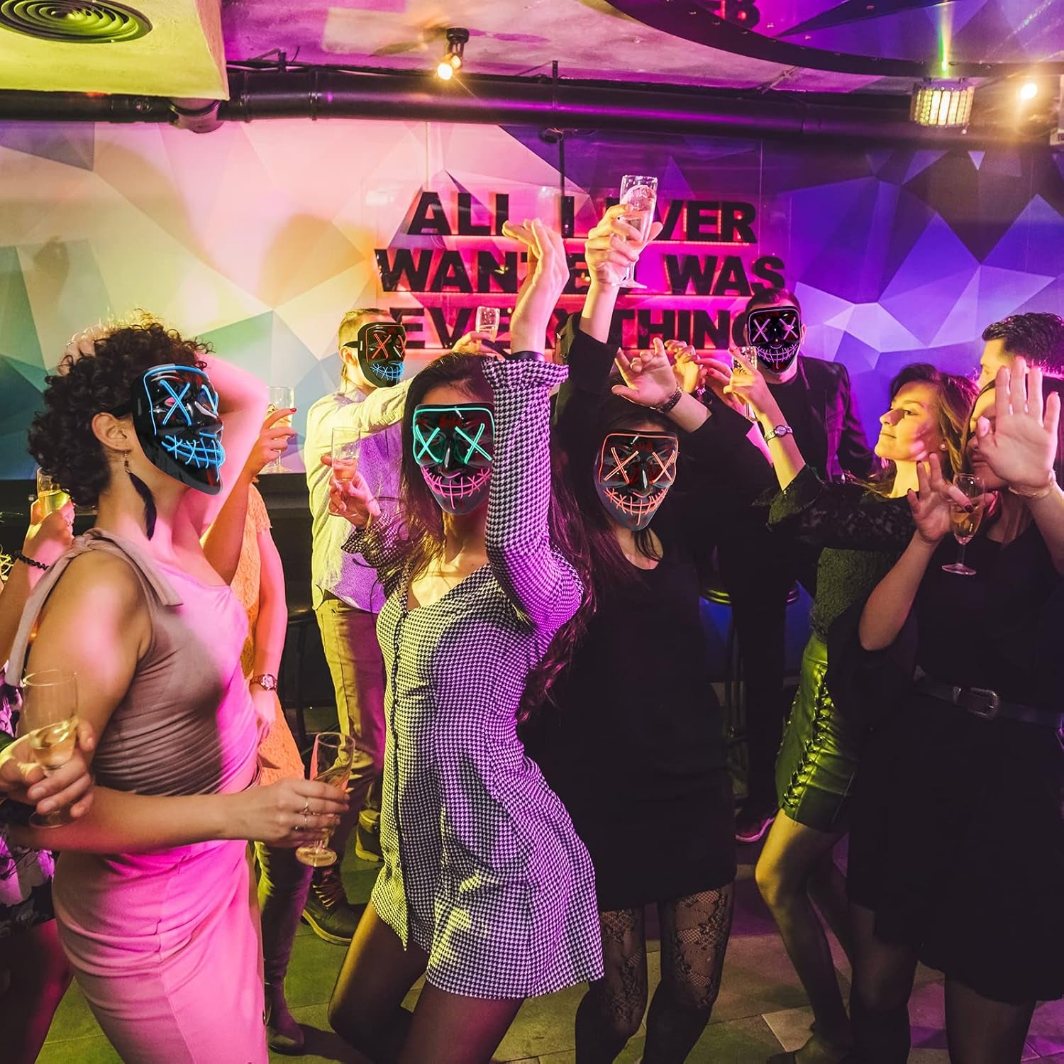 Creepy LED Halloween Mask - Voice-Activated Flashing Lights, 5 Modes, Glow-In-Dark Scary Mask for Parties & Haunted Events