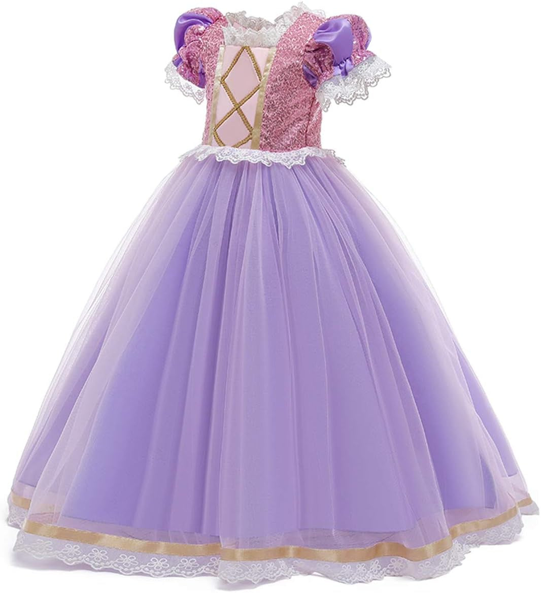 Girls Sofia Princess Birthday Dress Rapunzel Halloween Costume Pageant Christmas Evening Party Gown W/Accessories