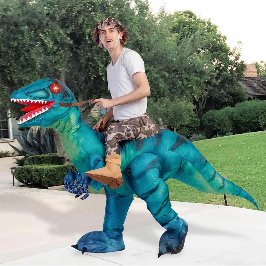 63 Inch Inflatable Dinosaur Costume Adult Dinosaur Costumes, Blow up Dinosaur Costume Adult Size, Funny Halloween Costumes for Adults Men Women Halloween Party Cosplay