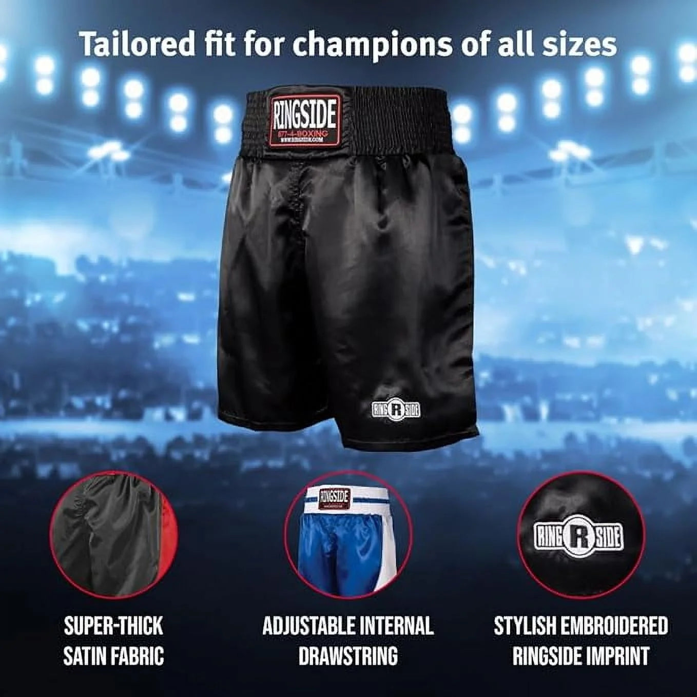 Pro-Style Boxing Trunks, Satin Shorts for Men and Women, Ideal for Boxing, MMA, Muay Thai
