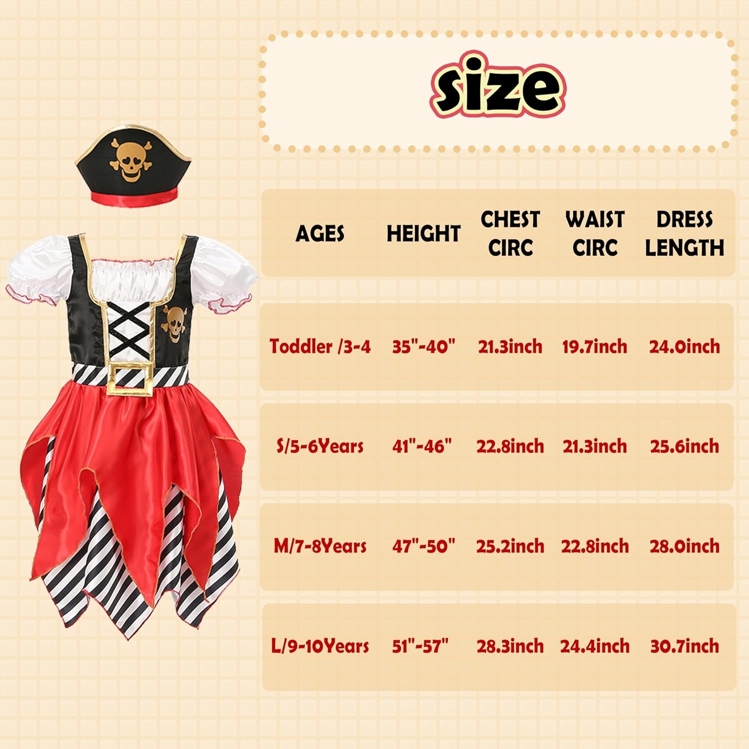 Girls Deluxe Pirate Costume,Buccaneer Princess Dress for Kids