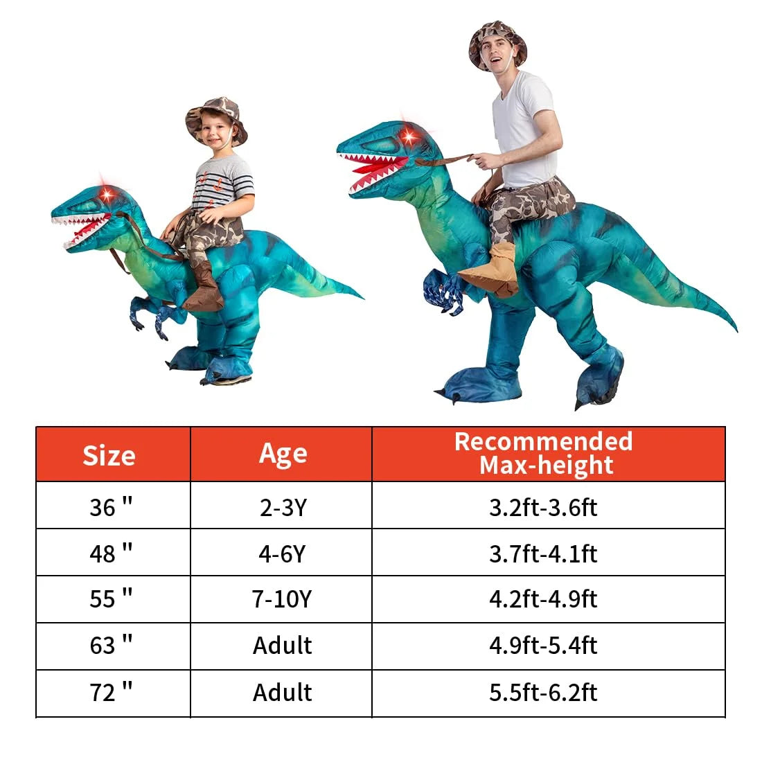 63 Inch Inflatable Dinosaur Costume Adult Dinosaur Costumes, Blow up Dinosaur Costume Adult Size, Funny Halloween Costumes for Adults Men Women Halloween Party Cosplay