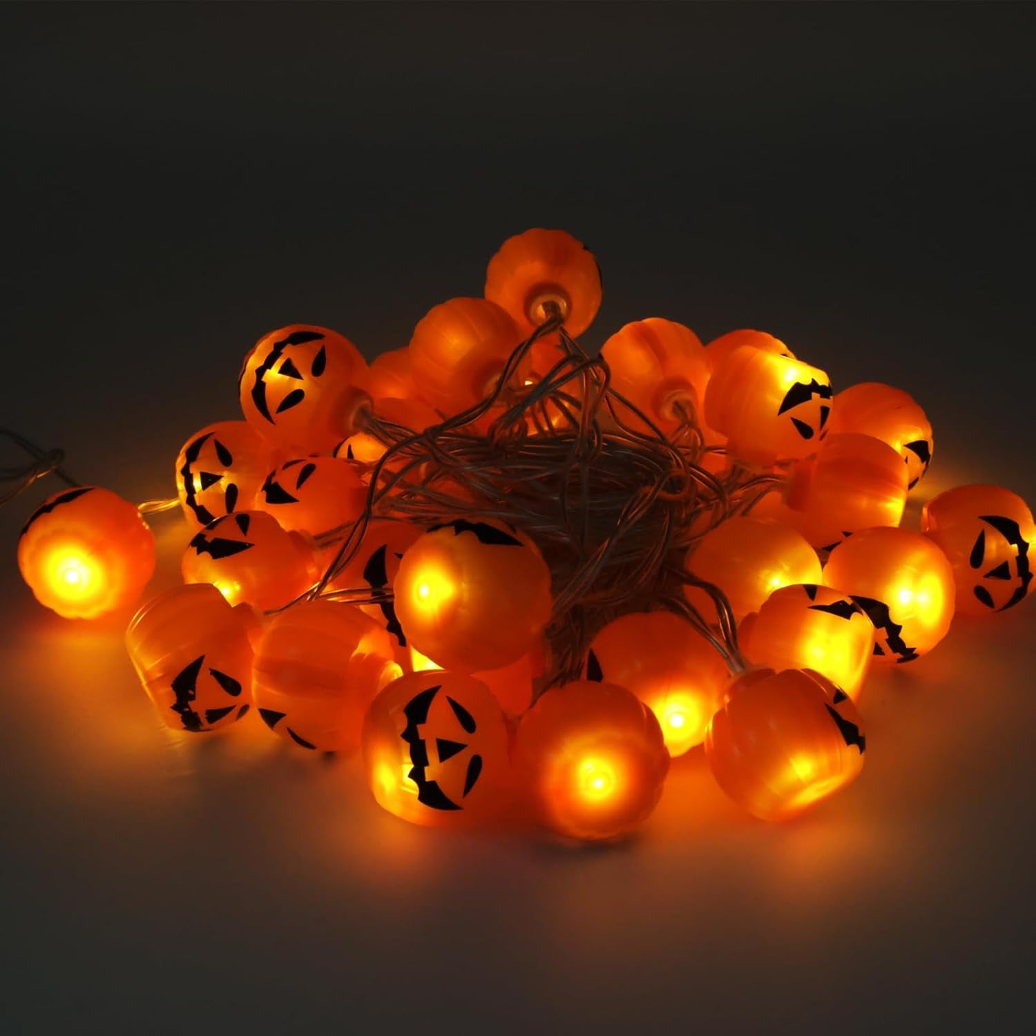 Halloween Decorations 16.4Ft 30LED Pumpkin Lights, Halloween Lights Battery Operated 8 Modes Pumpkin String Lights Halloween Decorations Indoor for Home Outdoor Festival Party Decorations.