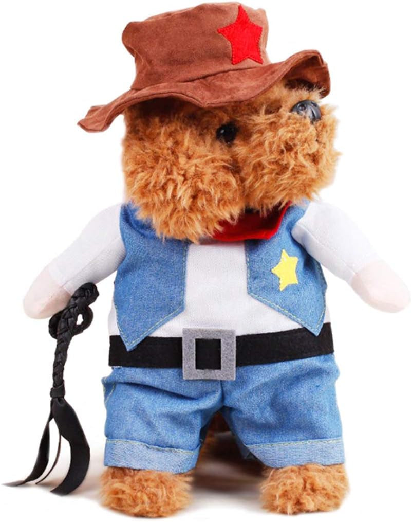Pet Dog Cat Halloween Costumes, Cowboy Jacket and Hat, Super Cute Costumes for Small Dogs & Cats Cosplay, M
