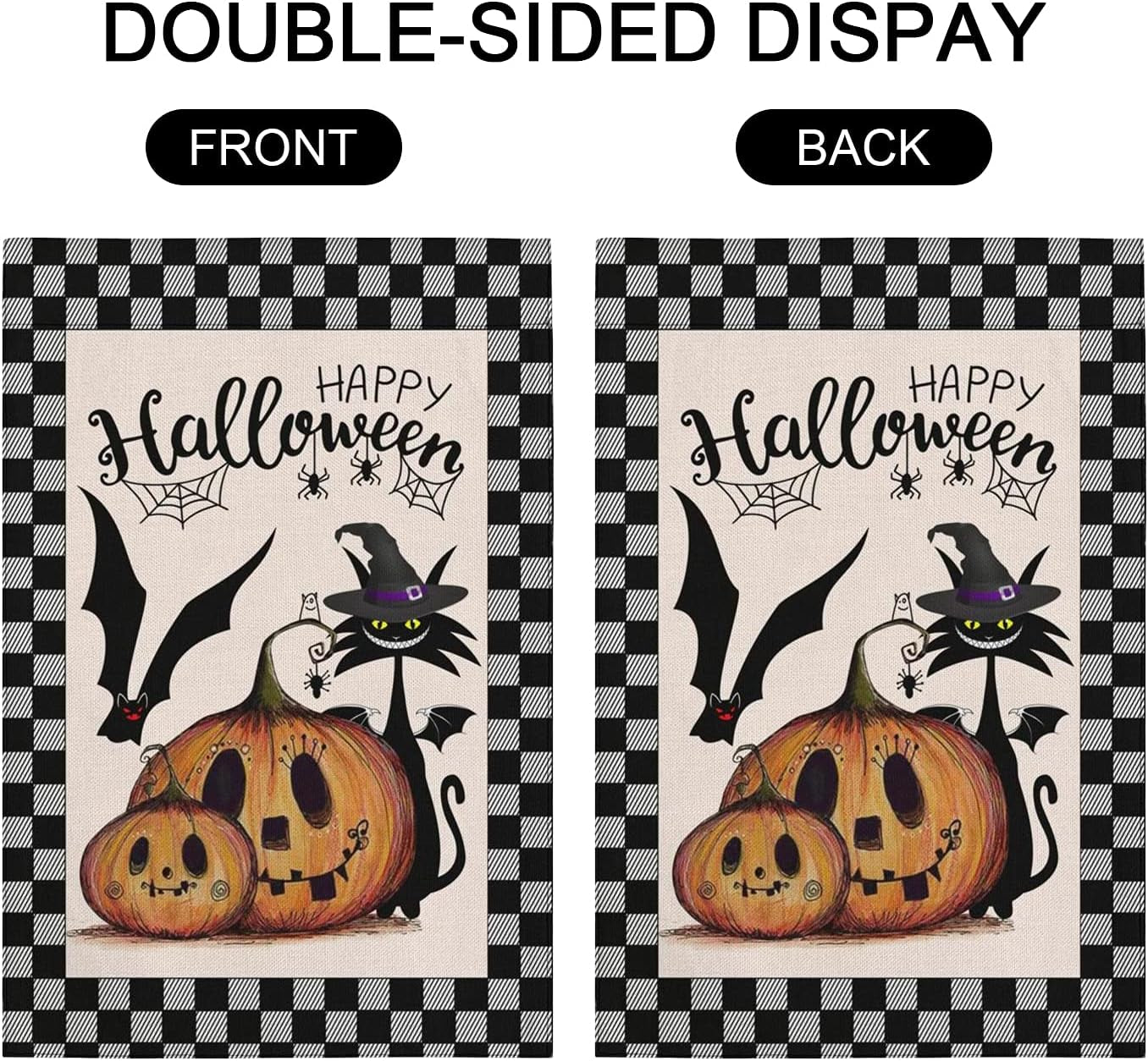 Halloween Garden Flag 12X18 Double Sided Mini Halloween Flag, Burlap Vertical Small Halloween Yard Flag Funny Halloween Pumpkin House Flag, Halloween Decorations Flag for Lawn Farmhouse Outdoor Decor