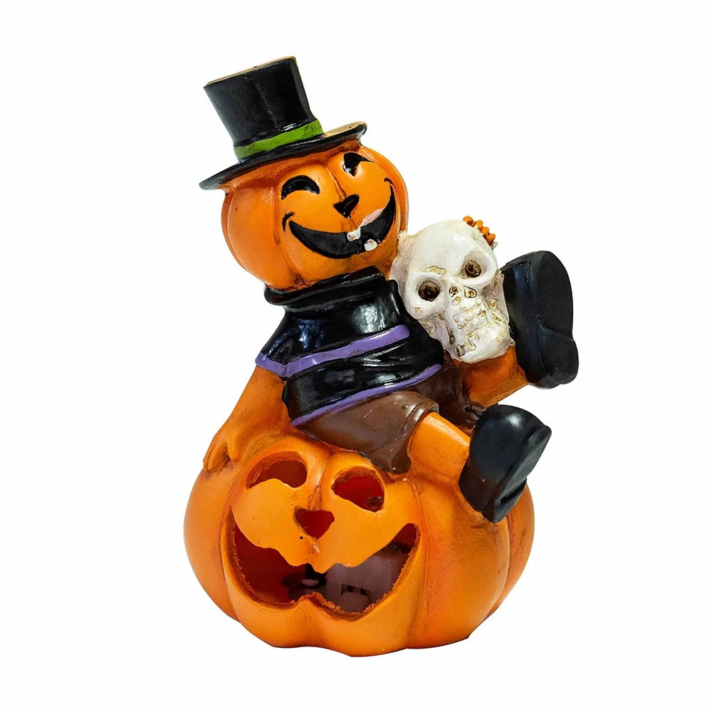 2-Packs Pumkin Decorating Halloween Pumpkin Skull Lamp LED Skeleton Night Light Halloween Decor