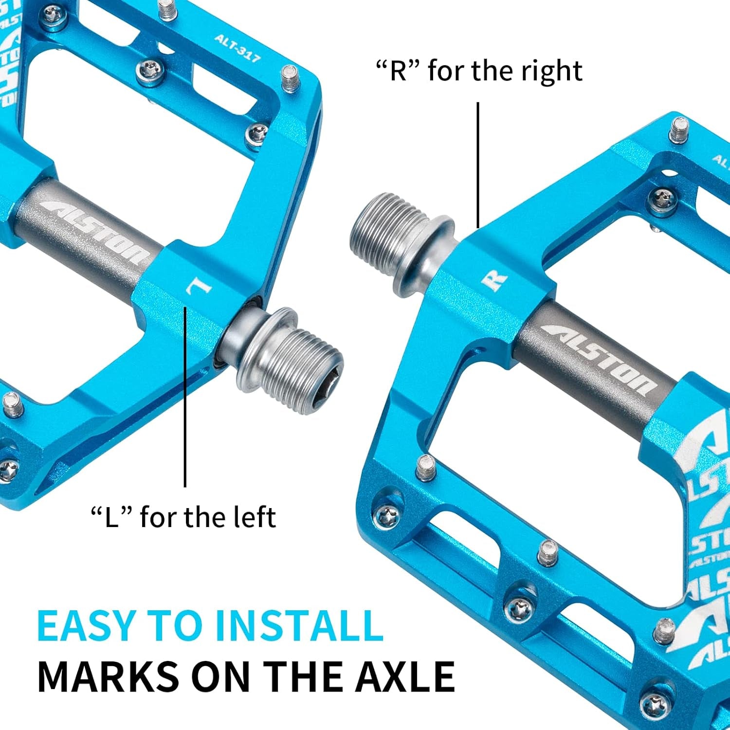 Non-Slip Mountain Bike Pedals,Ultra Strong Colorful Cr-Mo CNC Machined 9/16" 3 Sealed Bearings for Road BMX MTB Fixie Bikes