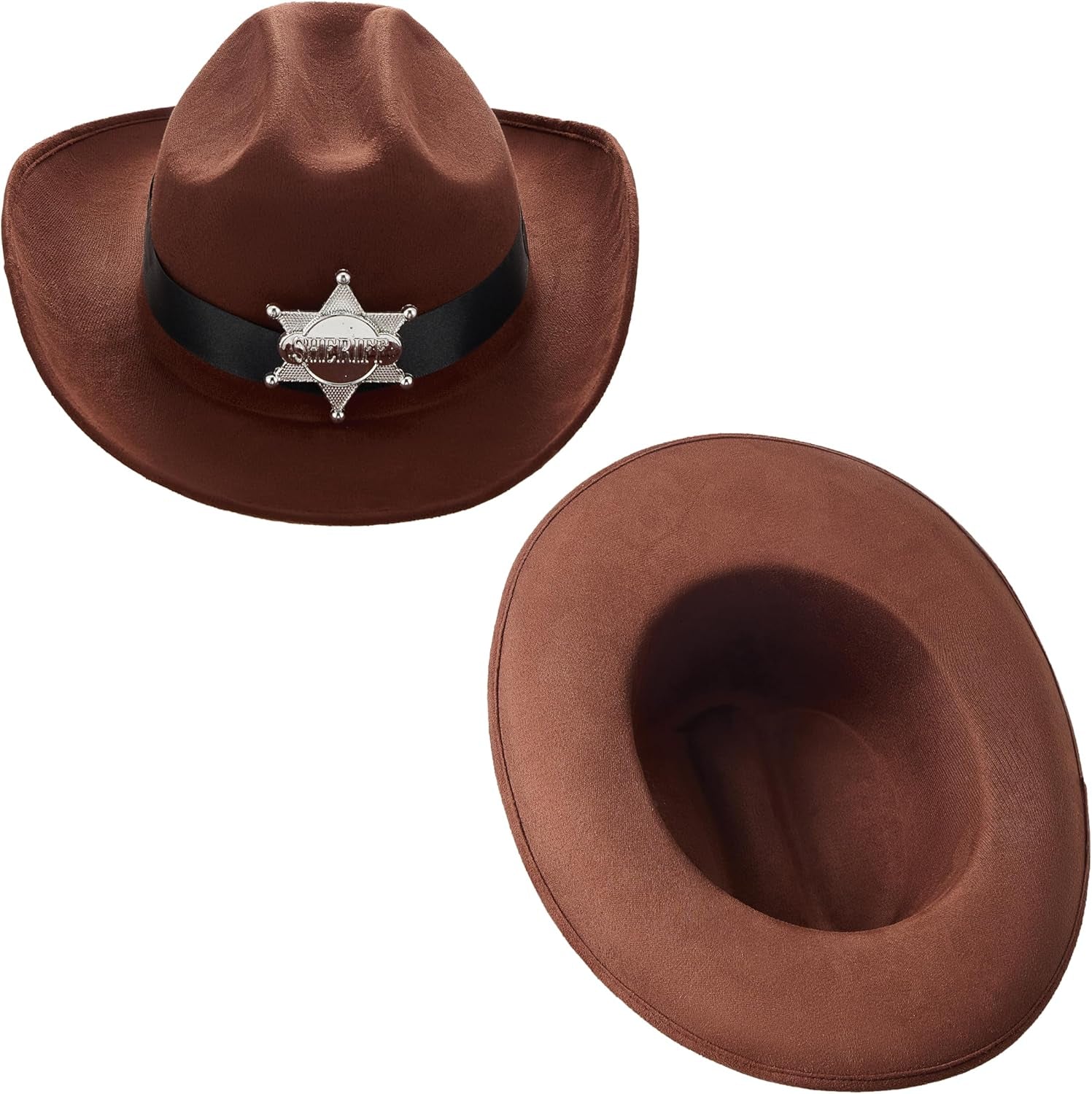 Halloween Cowboy Hat Costume for Boys, Kids White Brown Western Costume, Deluxe Cowboy Outfit Set for Toddler Halloween Roleplay Themed Party (3T, 3-4 Yrs)